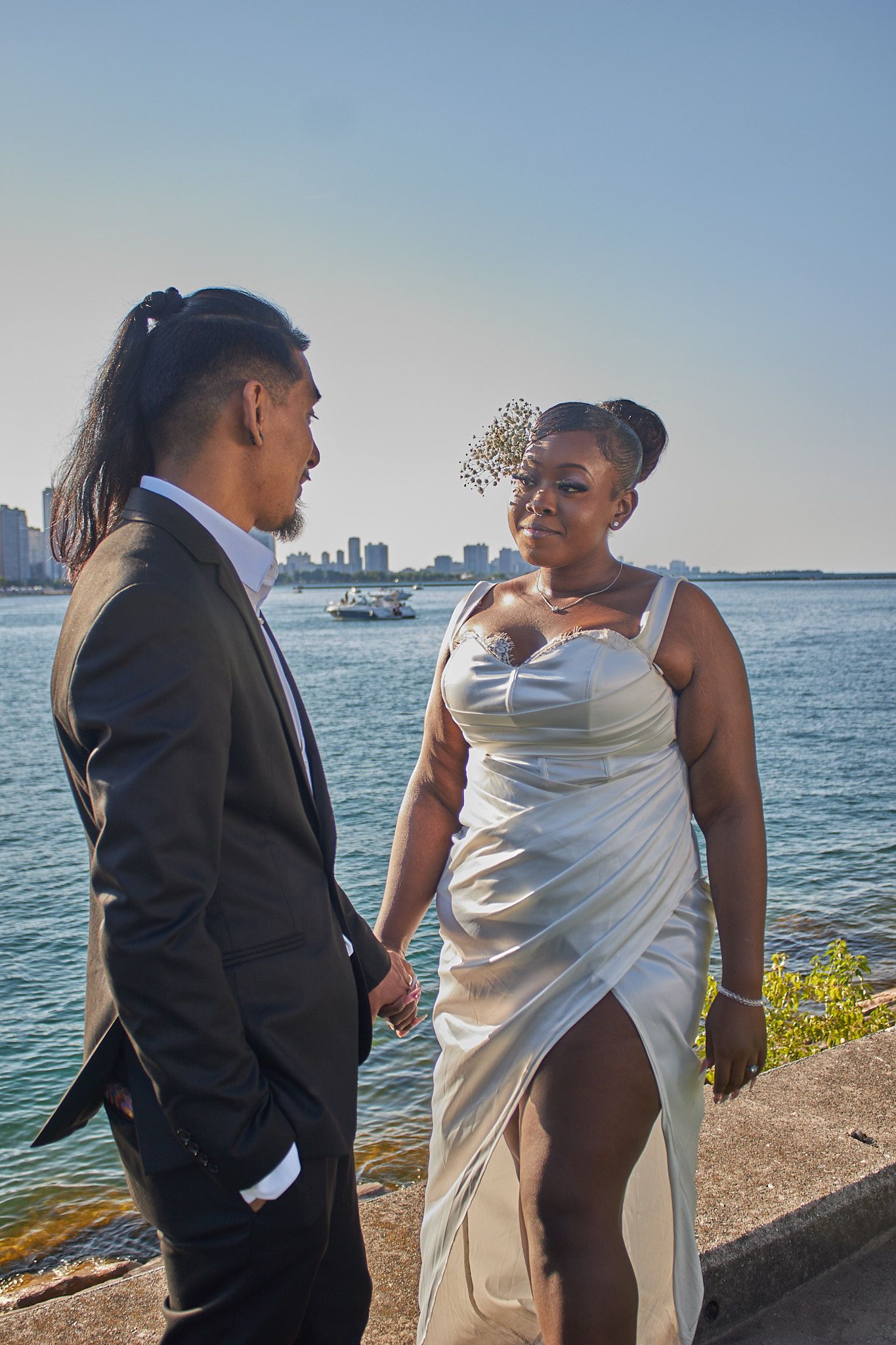 Married couple looking at each other