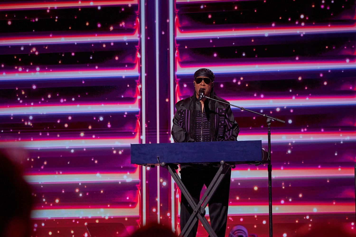 Stevie Wonder performing at at 2020 DNC