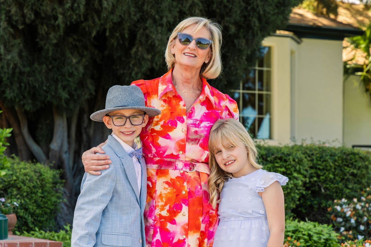 Family posing for Easter portraits