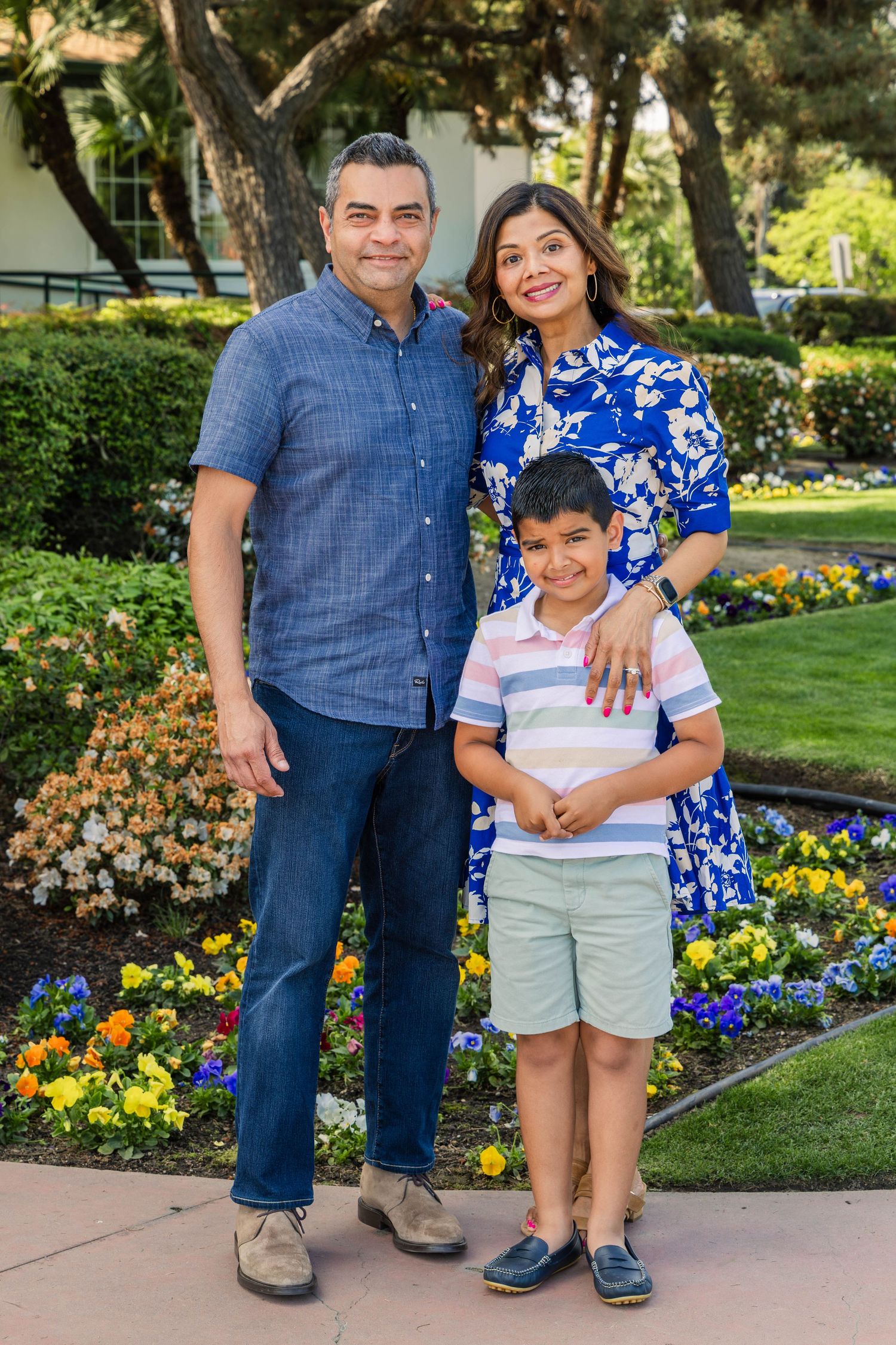 Family posing for Easter portraits