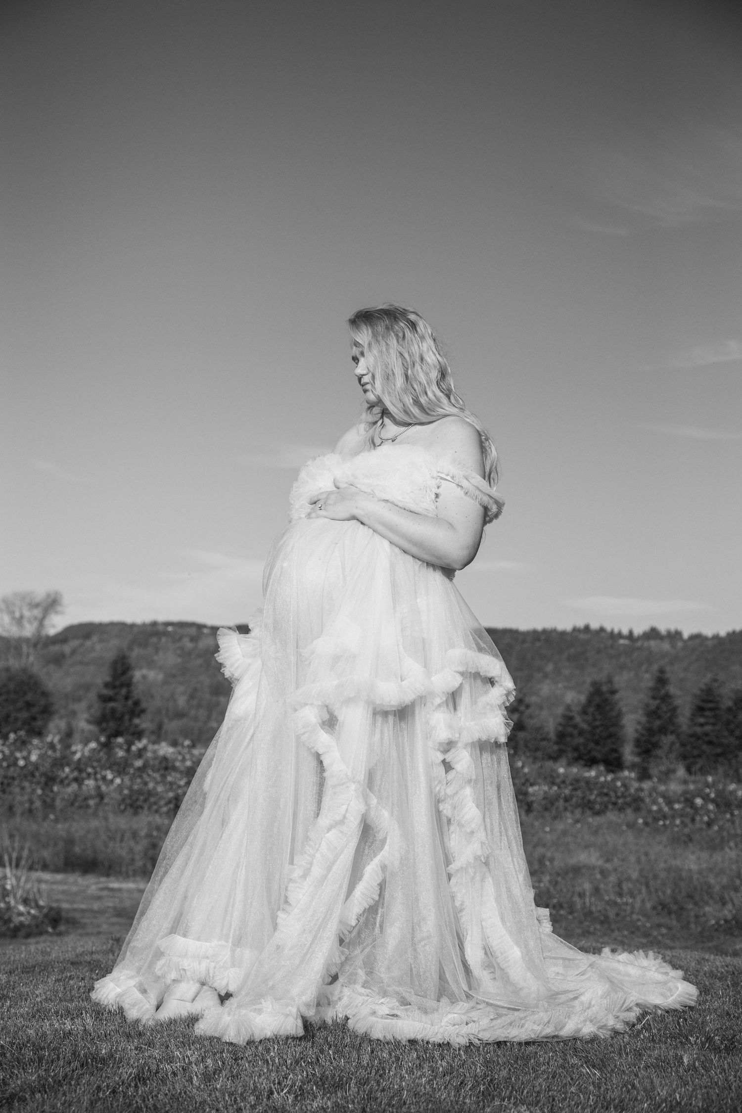 Elegant maternity portrait of a pregnant woman, photoshoot celebrating motherhood in Seattle
