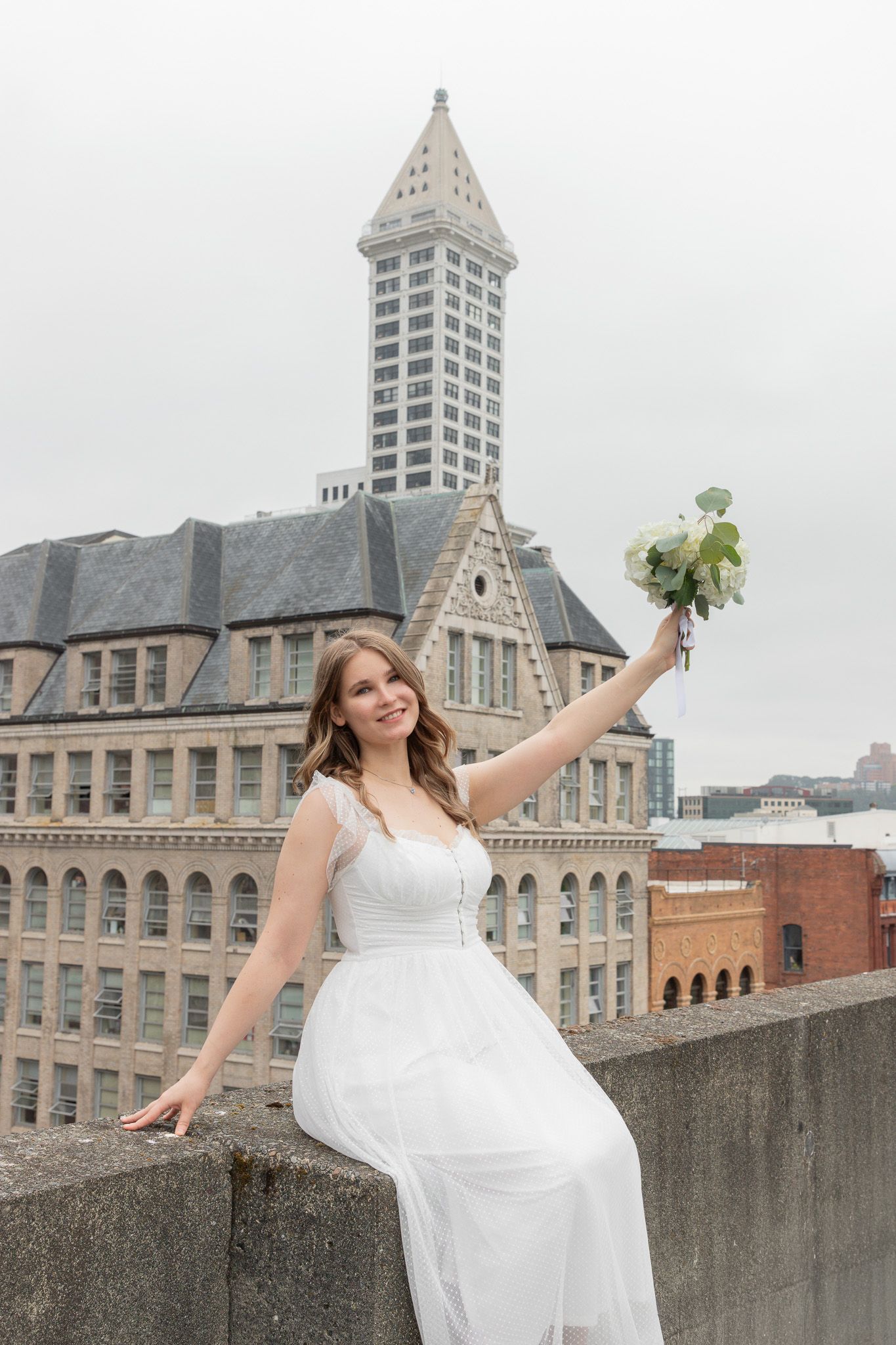 Seattle elopement photographer documenting a courthouse ceremony and romantic city stroll through downtown Seattle
