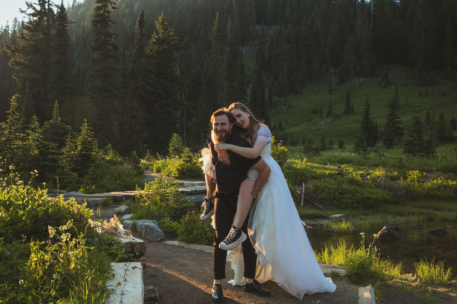 Seattle engagement photographer documenting a romantic golden hour Tipsoo Lake session