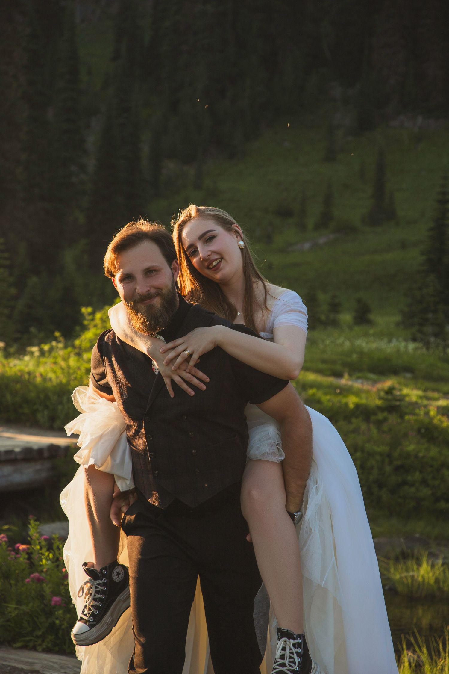 Adventure elopement photos at Mount Rainier, Washington