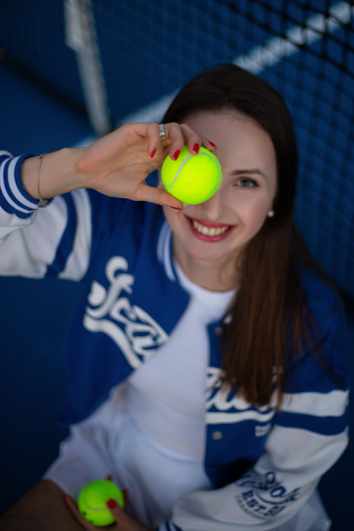 Modern female portrait photoshoot on a tennis court, editorial style images by a Seattle photographer