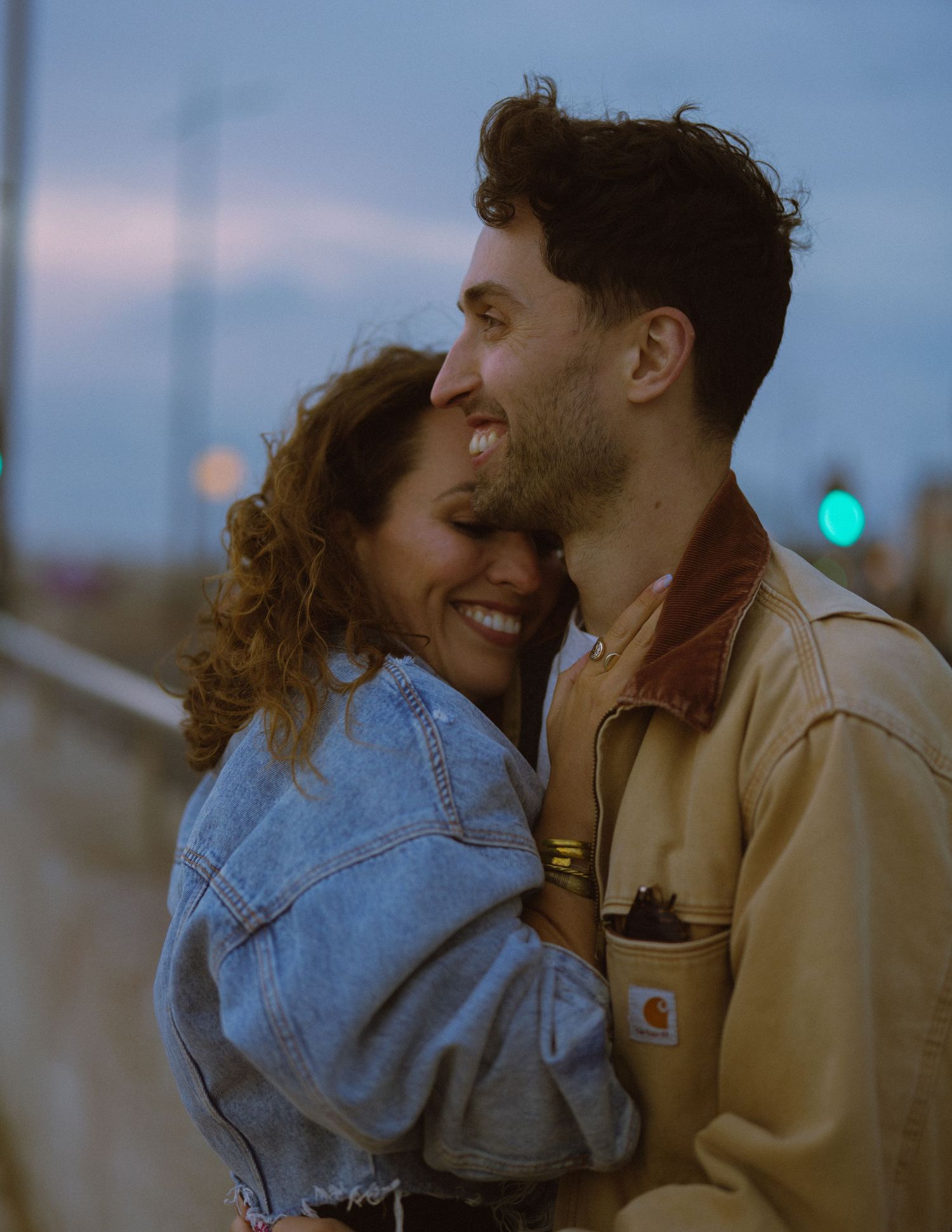 Indigo and Jamie wore denim jackets paired with gold jewellery