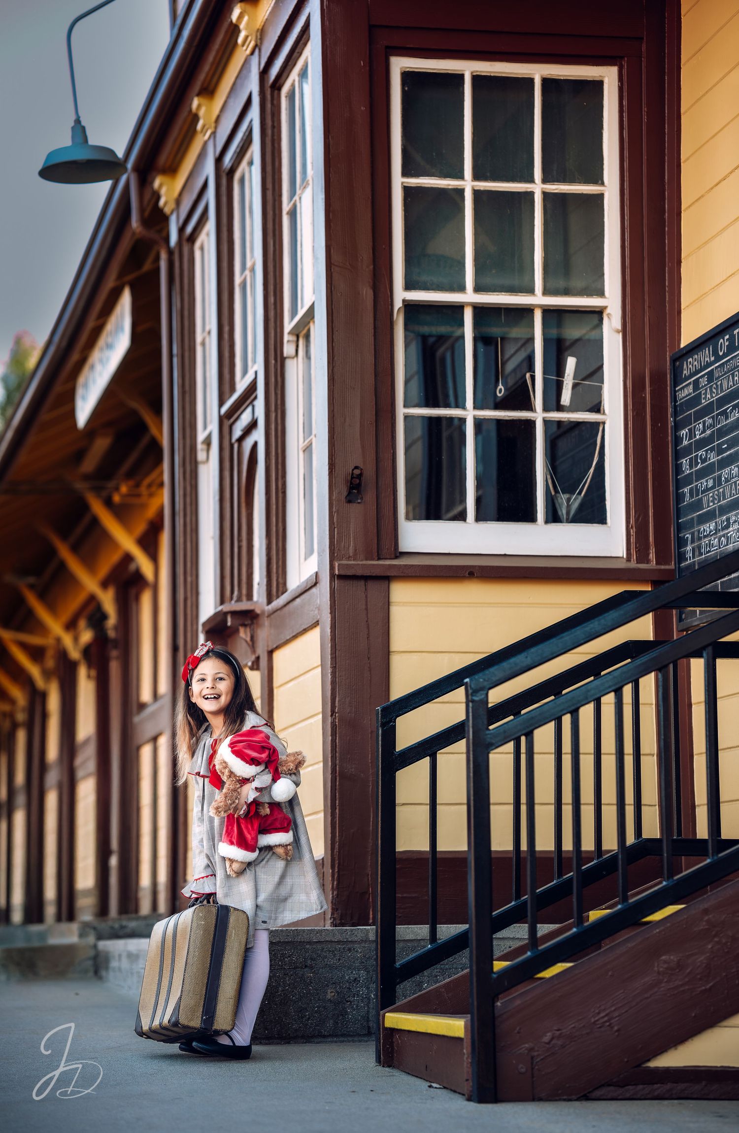 Nostalgic railway station photograph with classic architectural elements.