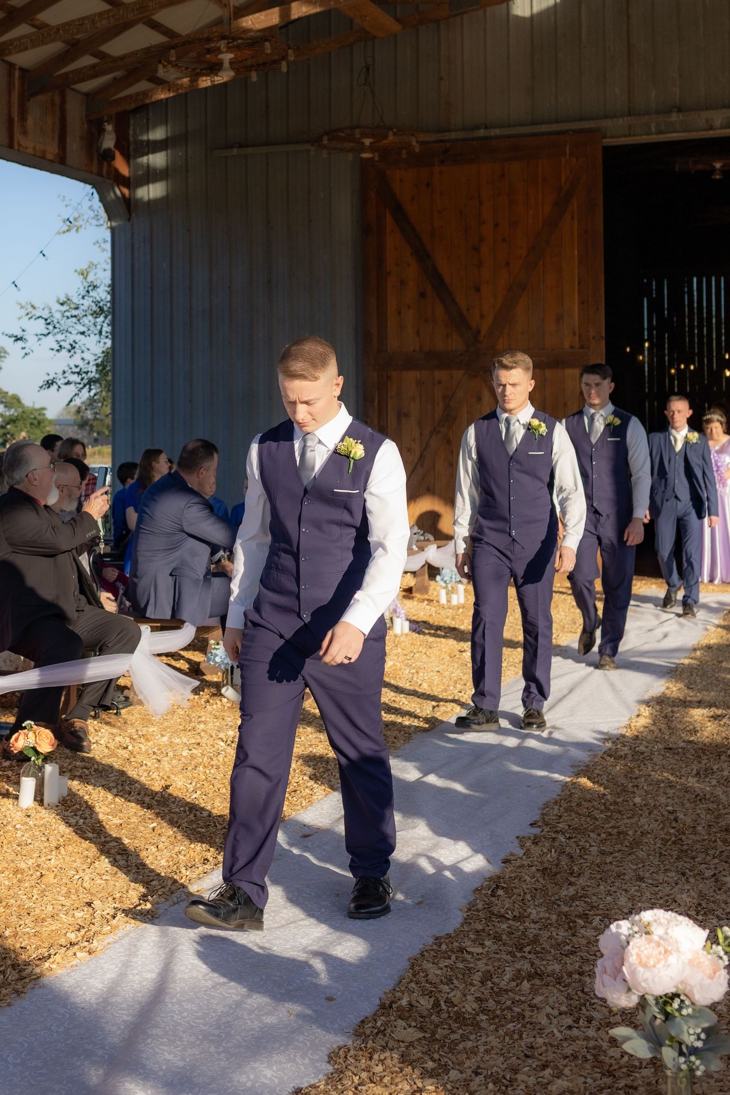 Wedding party walks the aisle at Dalrymple Farms Enterprise, Alabama