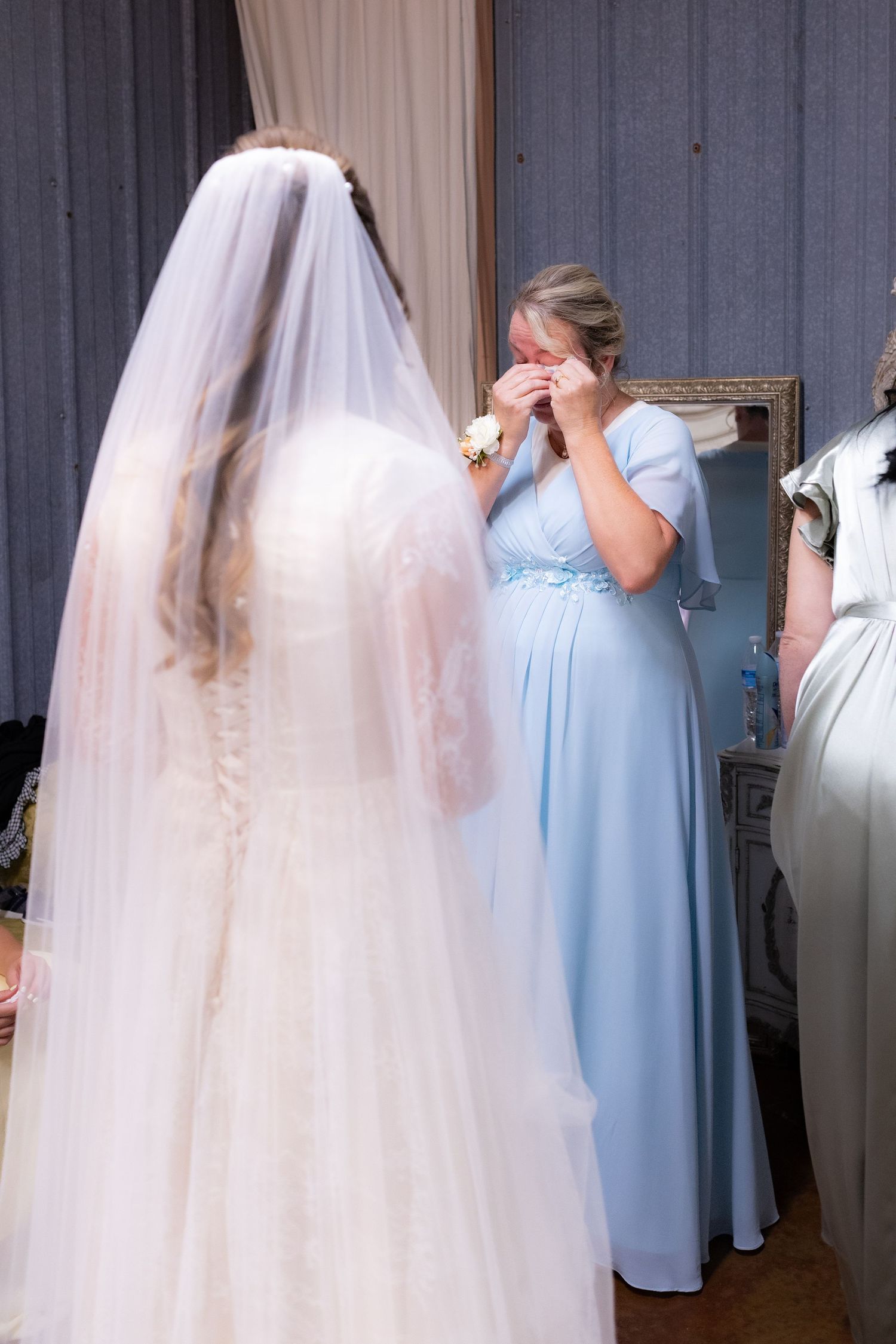 Bride and mother-in-law first look at wedding venue Dalrymple Farms Enterprise, Alabama