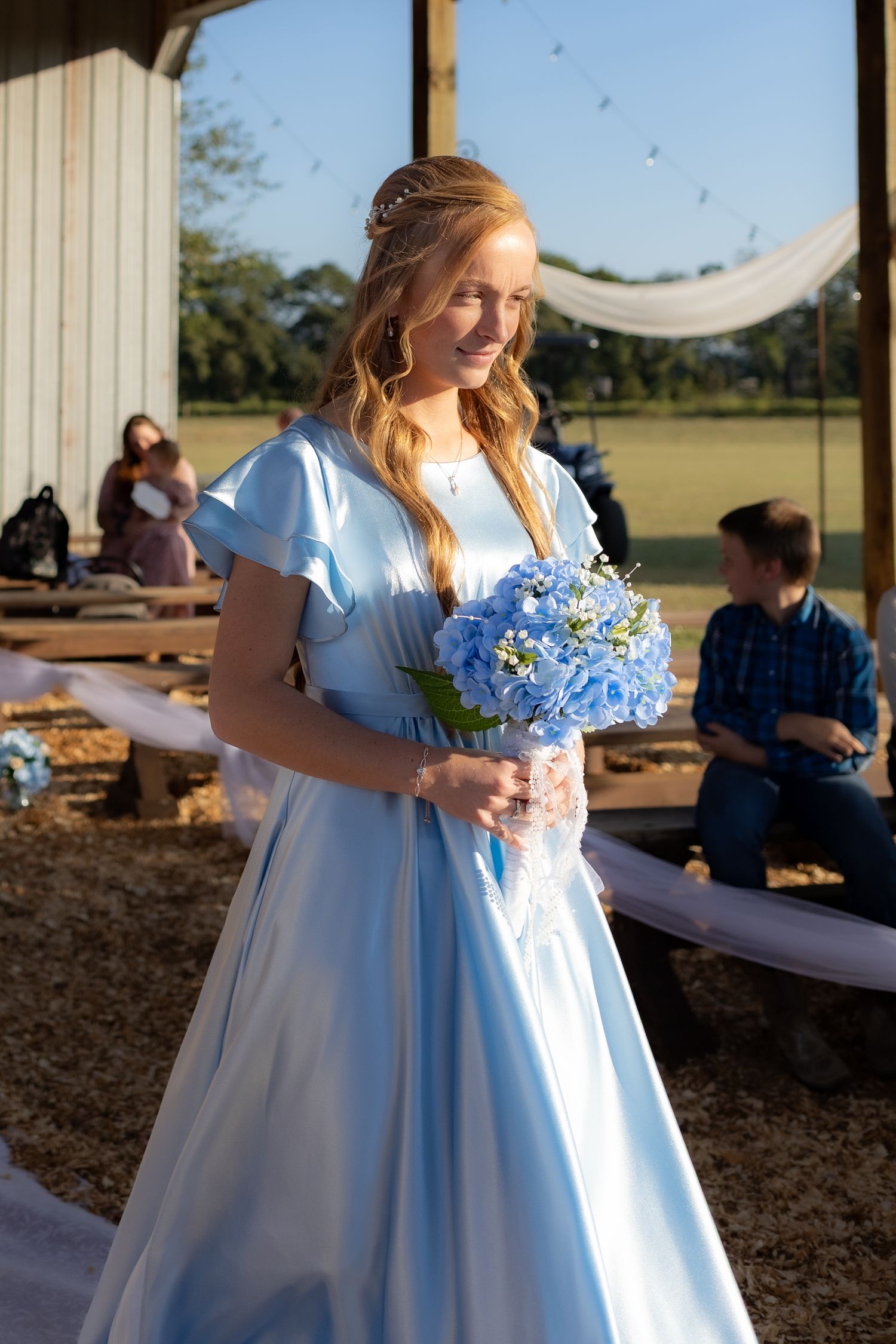 Wedding party walks the aisle at Dalrymple Farms Enterprise, Alabama