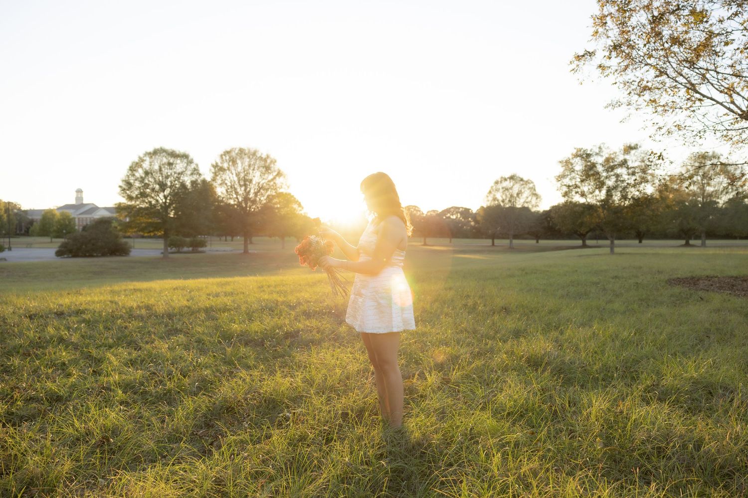 Troy Dothan, Alabama campus senior photos at sunset