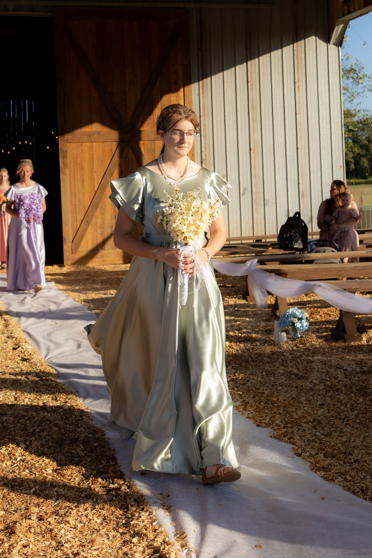 Wedding party walks the aisle at Dalrymple Farms Enterprise, Alabama