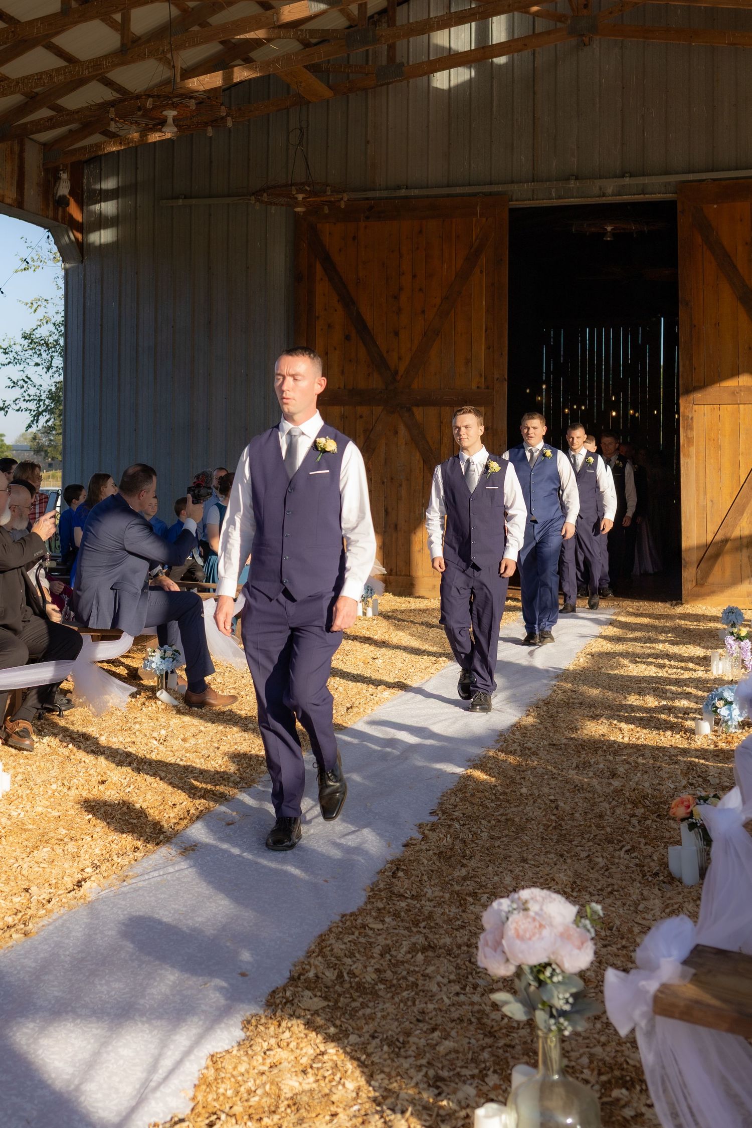 Wedding party walks the aisle at Dalrymple Farms Enterprise, Alabama