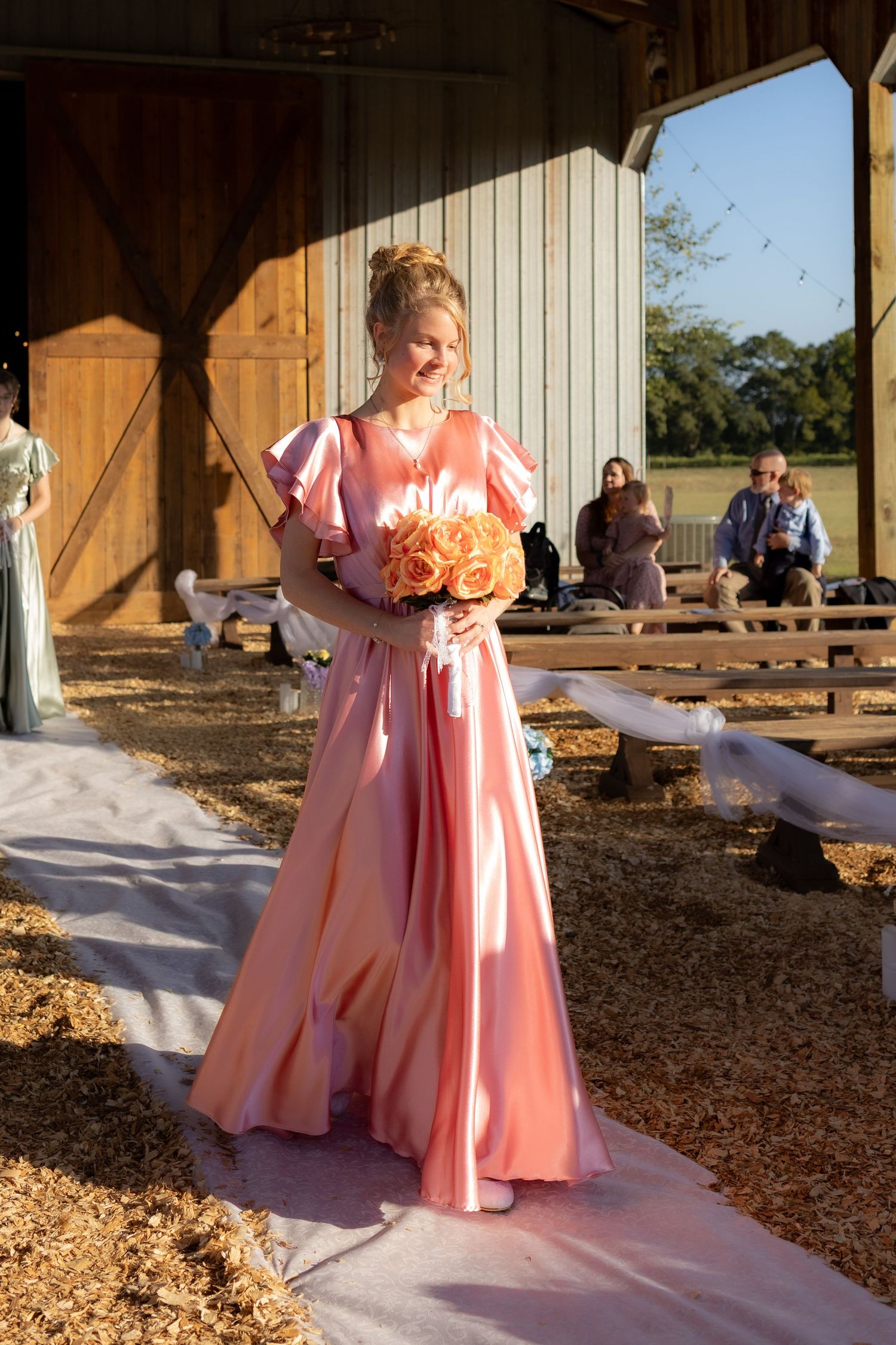 Wedding party walks the aisle at Dalrymple Farms Enterprise, Alabama