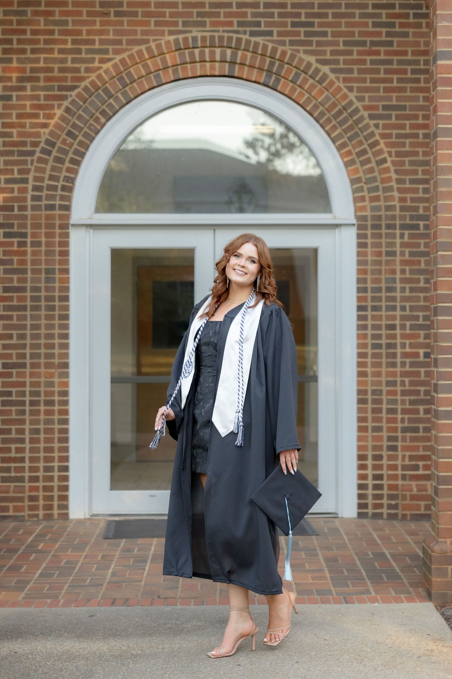 Senior cap and gown portraits at Troy University Dothan Campus