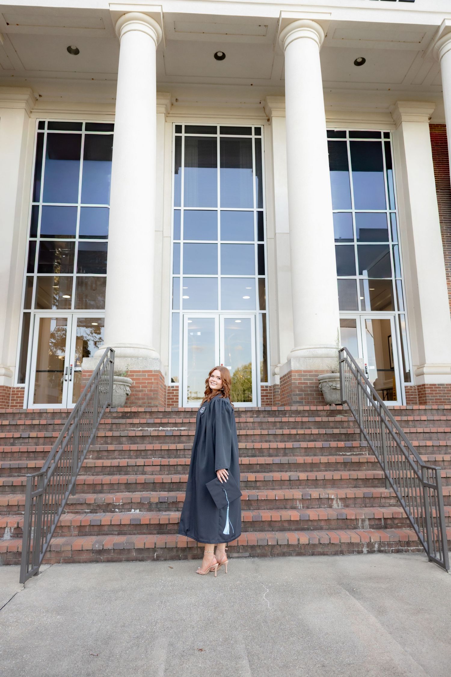 Senior cap and gown portraits at Troy University Dothan Campus