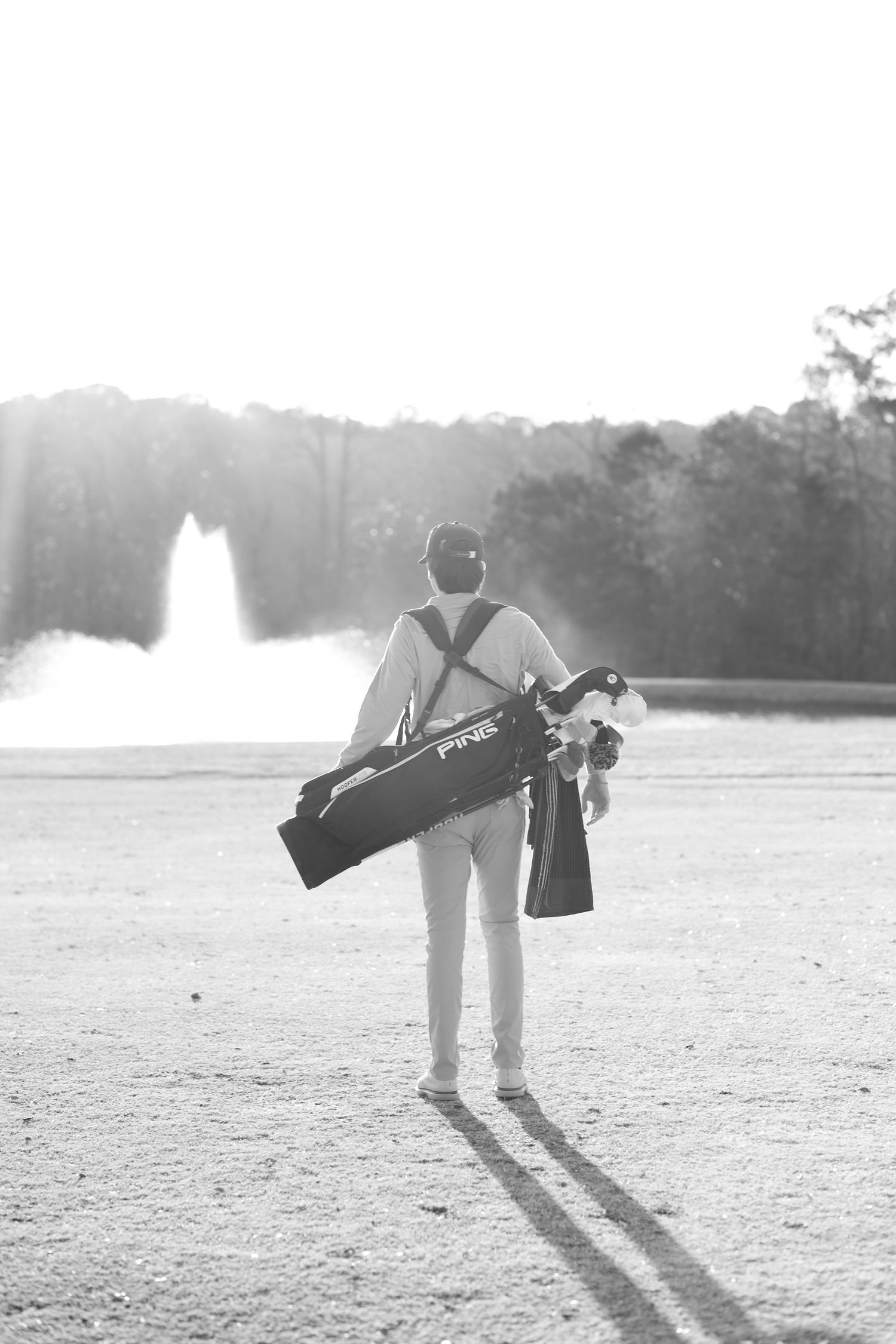 Senior playing golf on a golf course in Enterprise, Alabama
