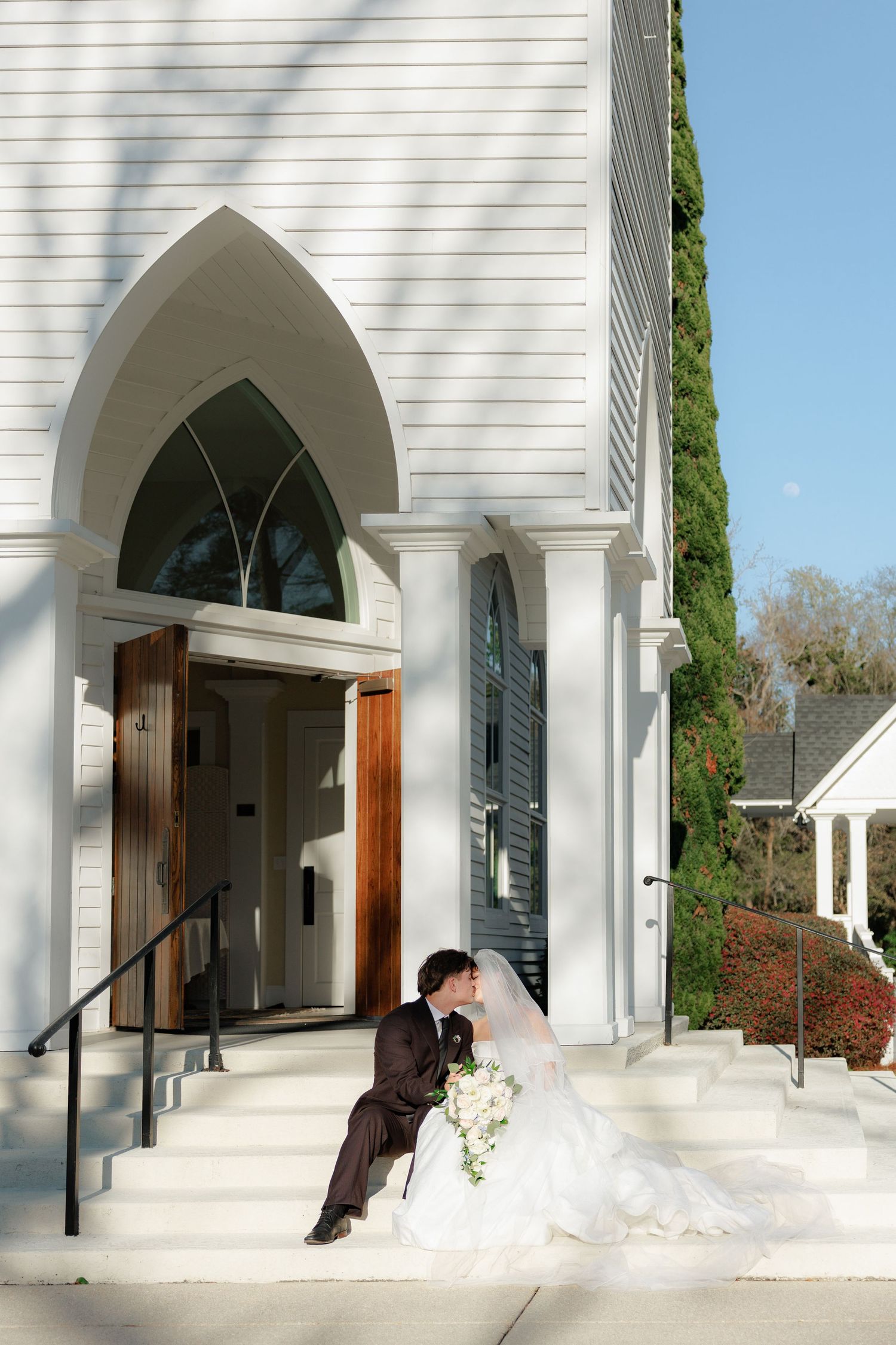 Wedding Couple Photos at Saint Francis at The Point Anglican Church Fairhope, Alabama