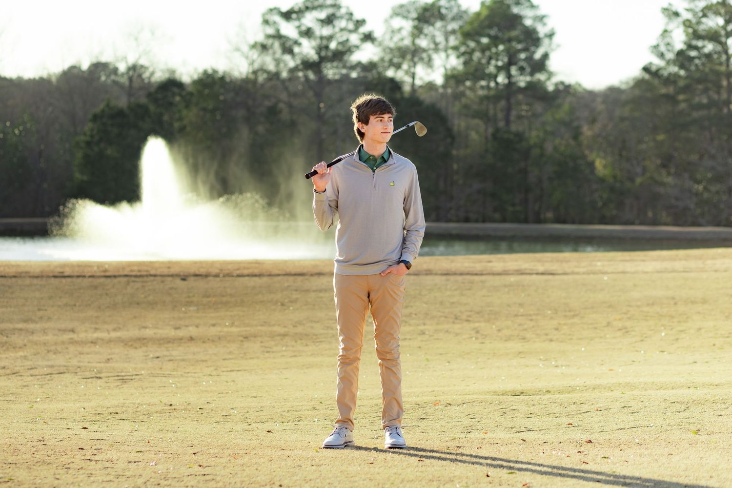 Senior portrait on a golf course in Enterprise, Alabama