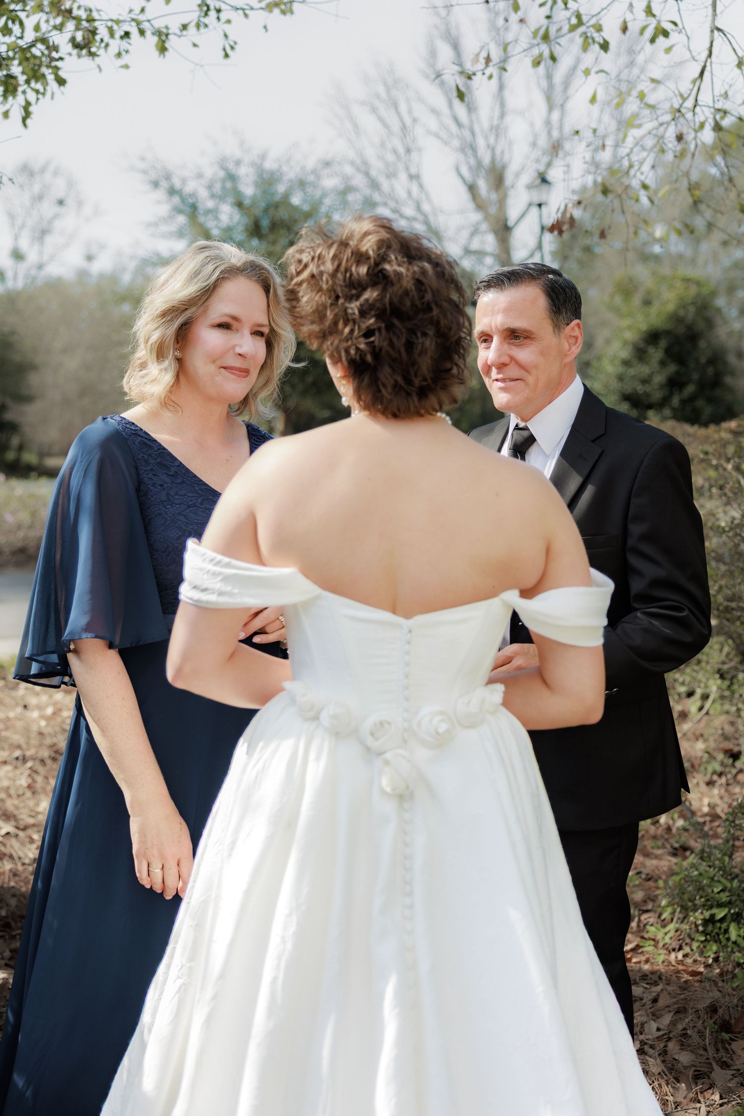 Wedding Parents First Look at Saint Francis at The Point Anglican Church Fairhope, Alabama