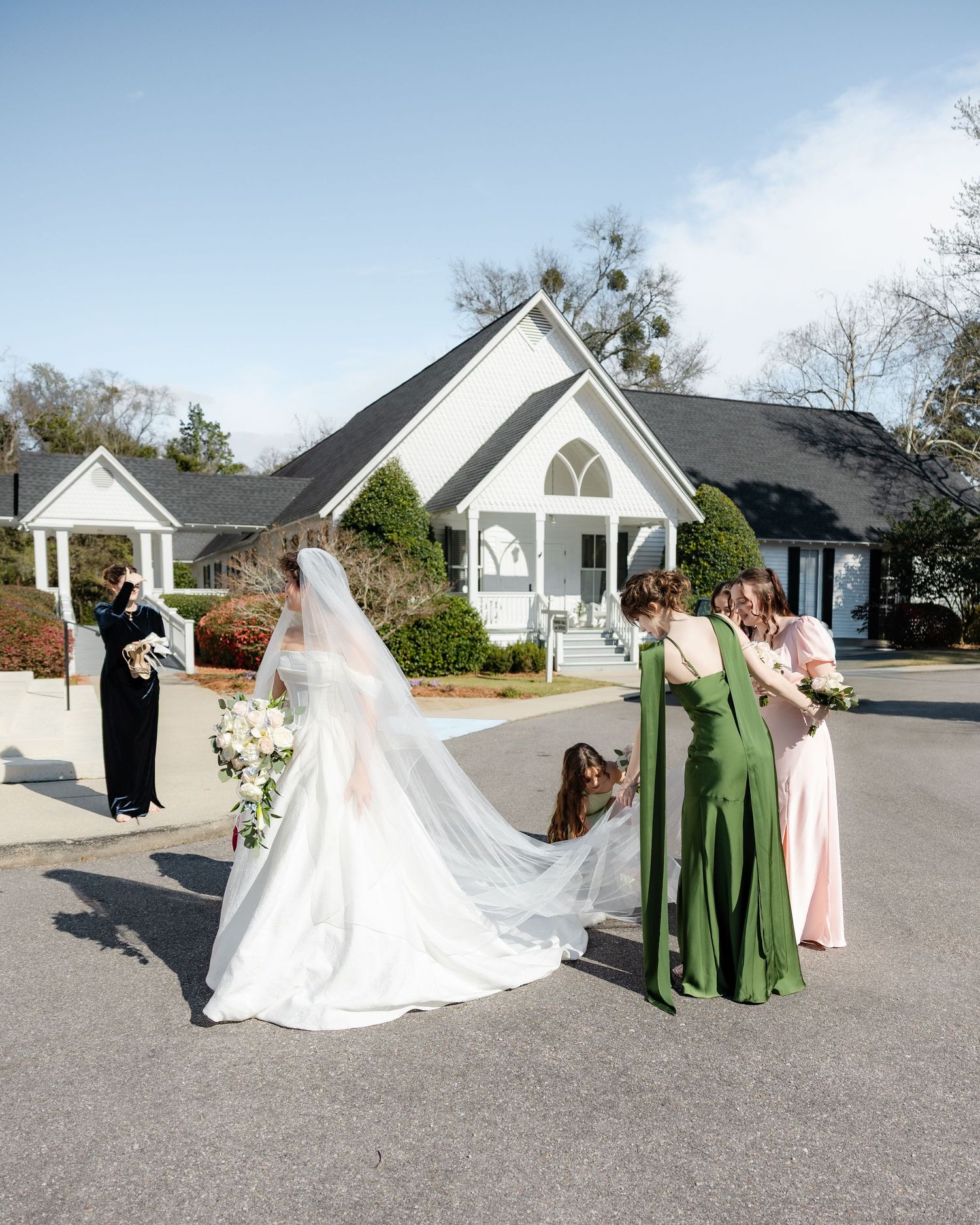 Wedding Bridal Portraits at Saint Francis at The Point Anglican Church Fairhope, Alabama
