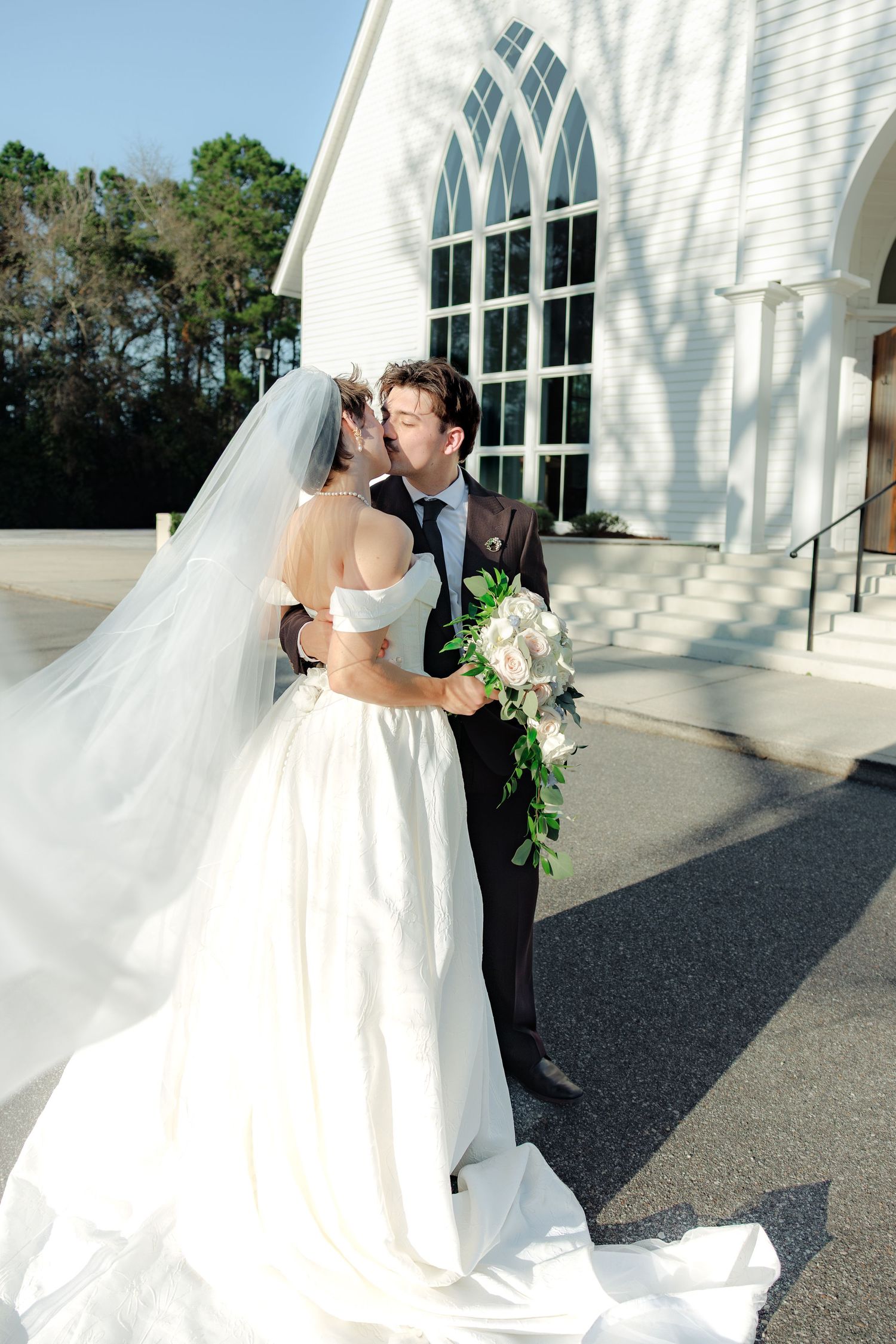 Wedding Couple Photos at Saint Francis at The Point Anglican Church Fairhope, Alabama