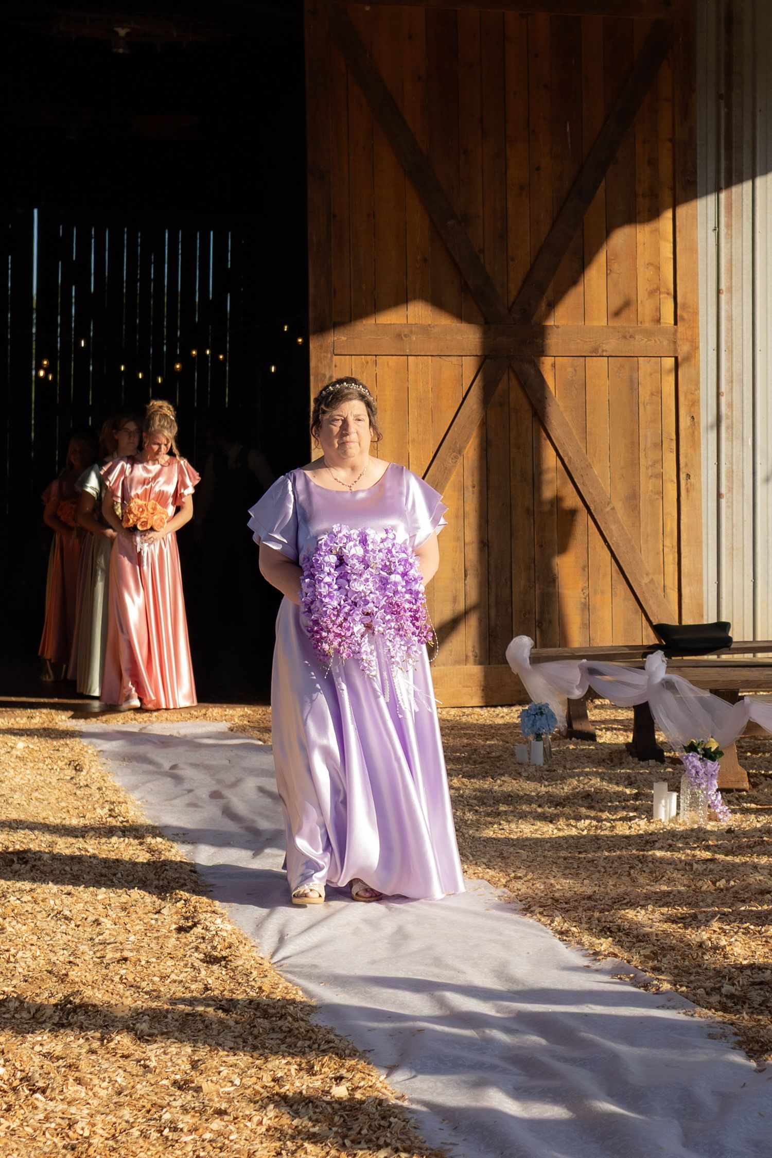 Wedding party walks the aisle at Dalrymple Farms Enterprise, Alabama
