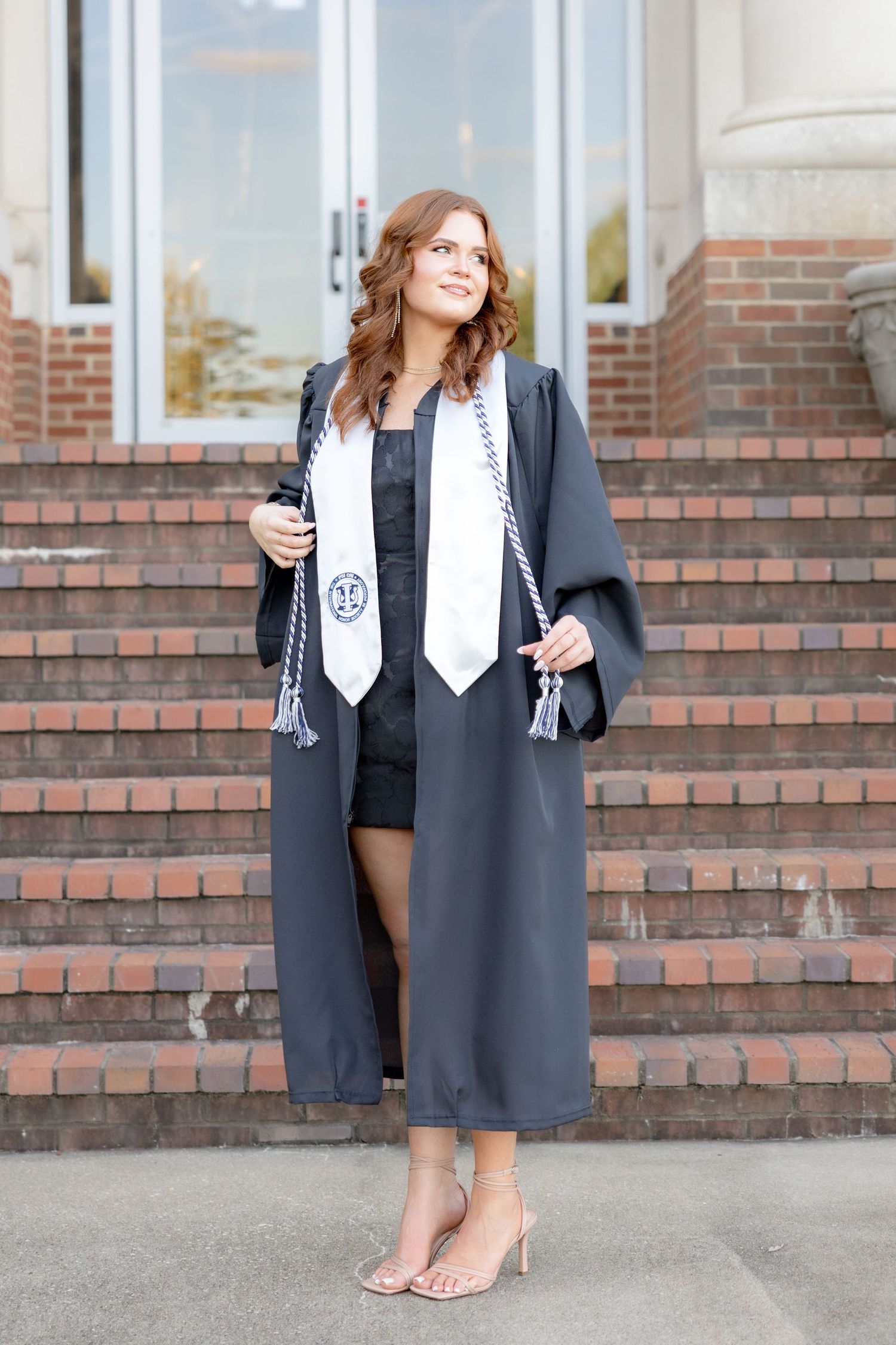 Senior cap and gown portraits at Troy University Dothan Campus
