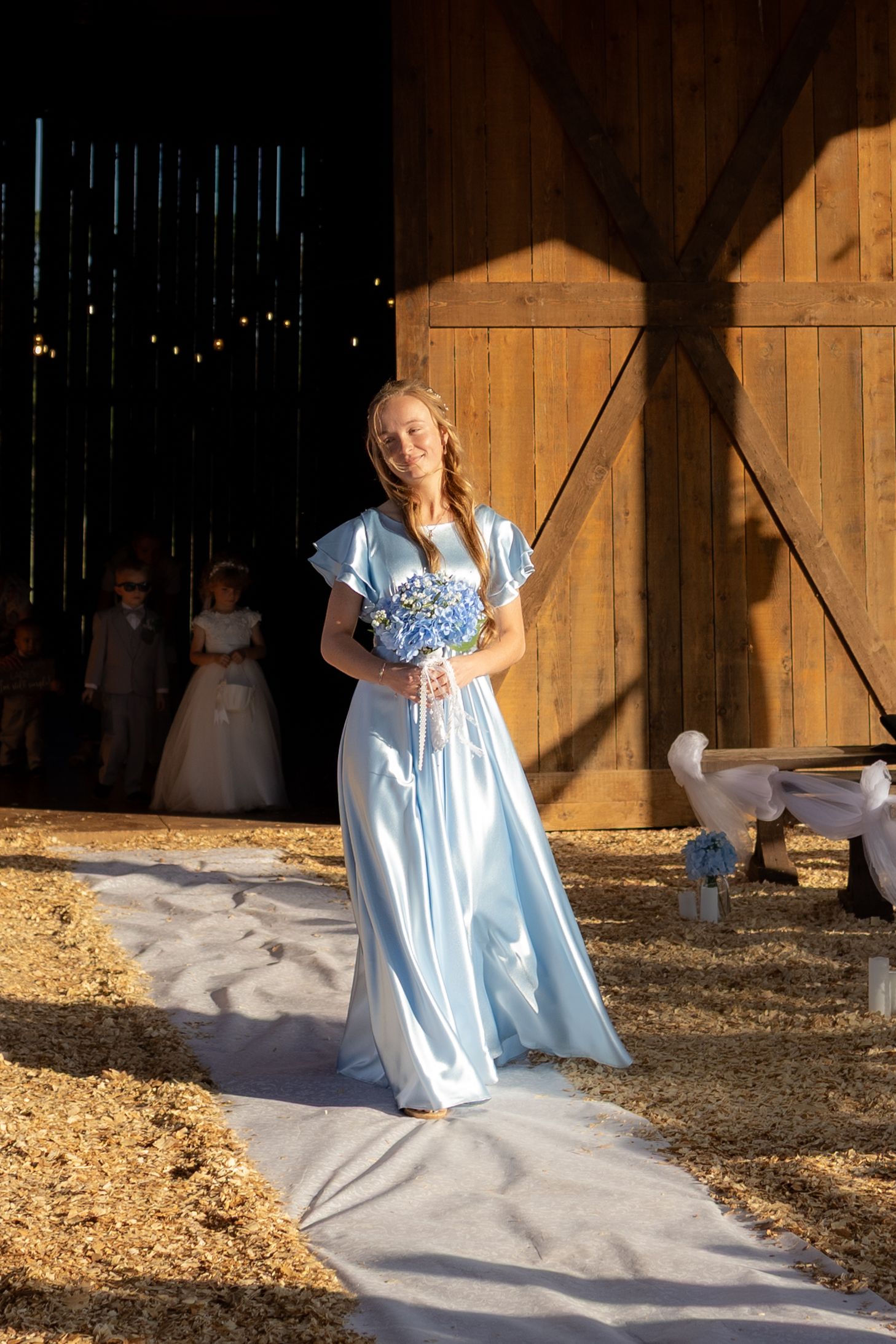 Wedding party walks the aisle at Dalrymple Farms Enterprise, Alabama