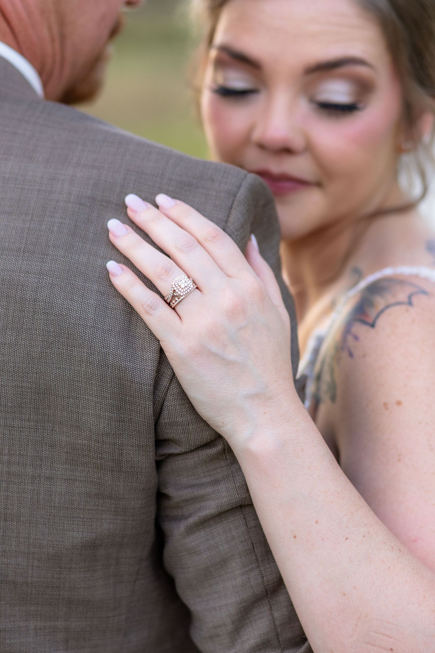 Bride ring detail shot a wedding at Hilltop Acres Wicksburg, Alabama