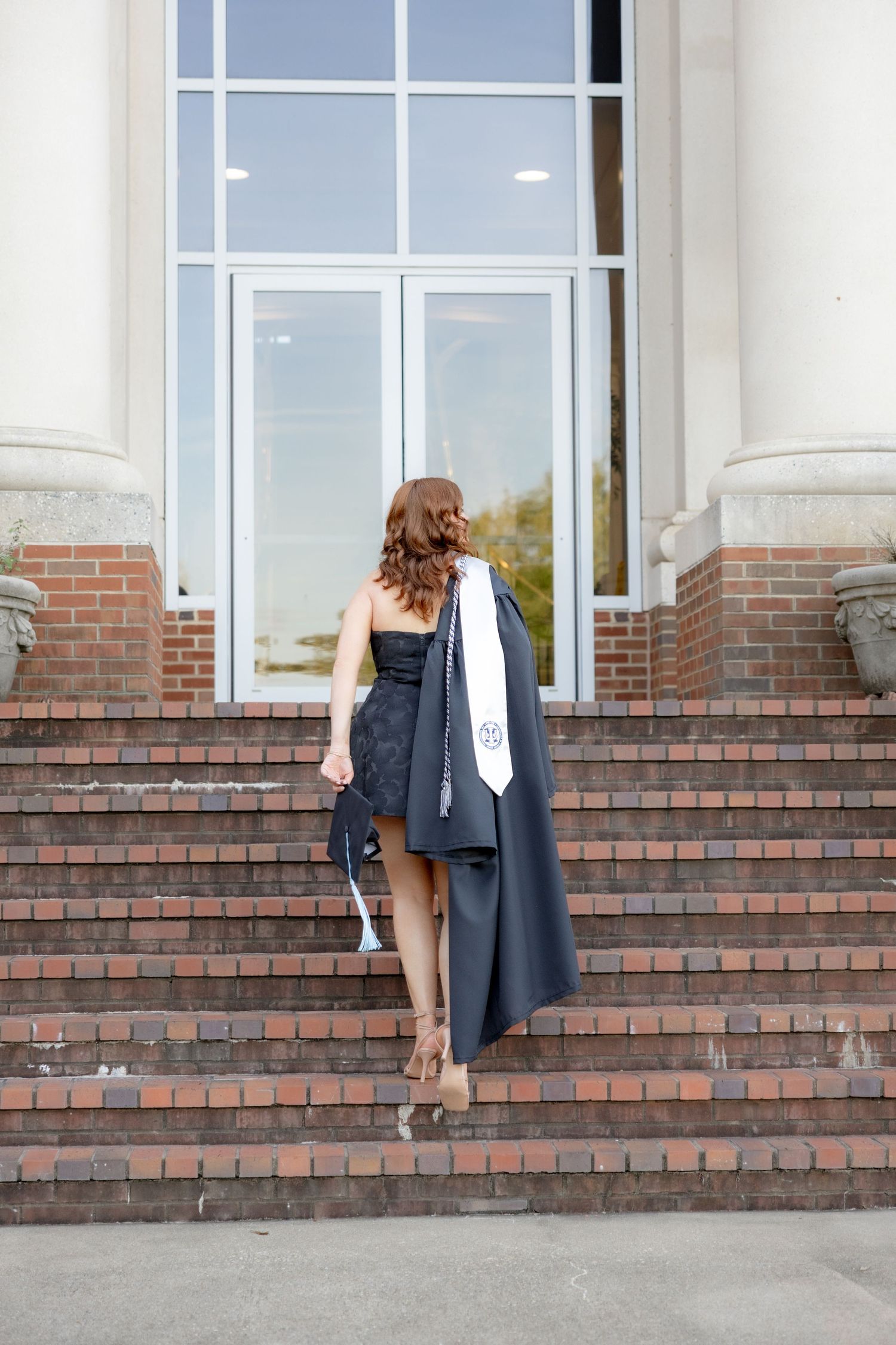 Senior cap and gown portraits at Troy University Dothan Campus
