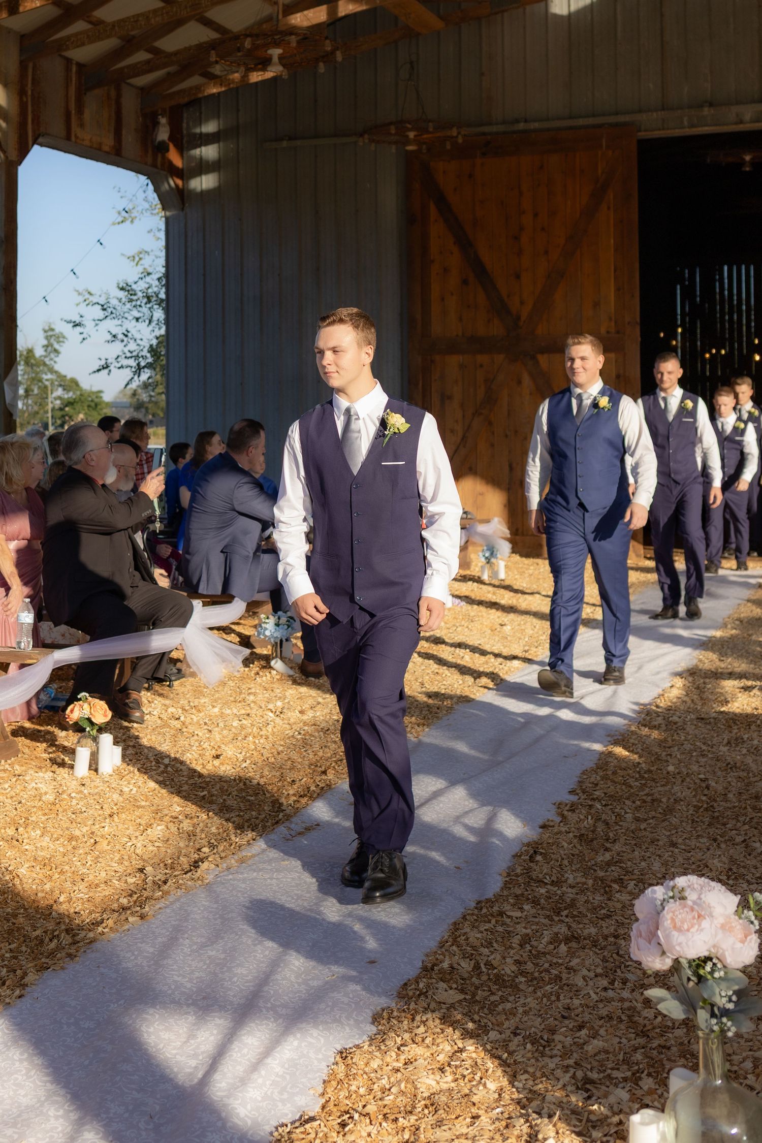 Wedding party walks the aisle at Dalrymple Farms Enterprise, Alabama