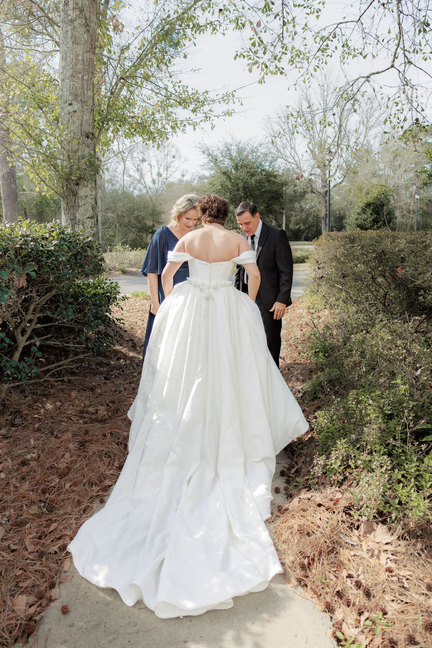 Wedding Parents First Look at Saint Francis at The Point Anglican Church Fairhope, Alabama