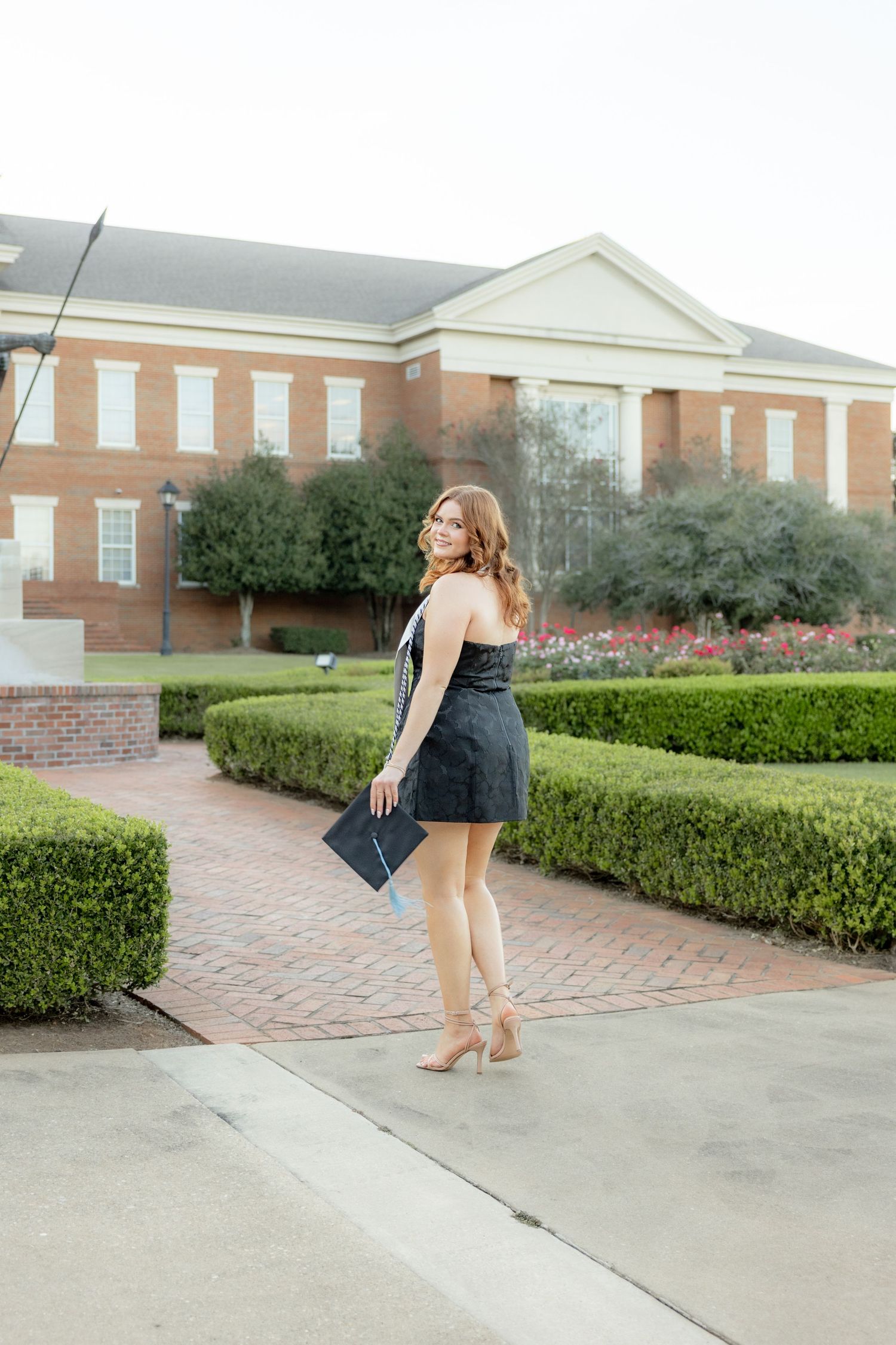 Senior cap and gown portraits at Troy University Dothan Campus