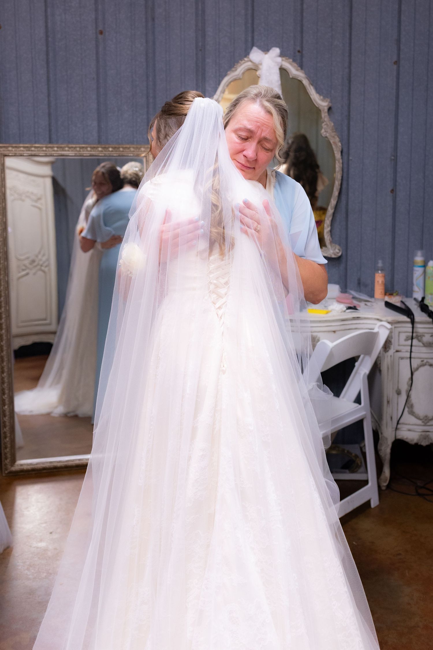 Bride and mother-in-law first look at wedding venue Dalrymple Farms Enterprise, Alabama