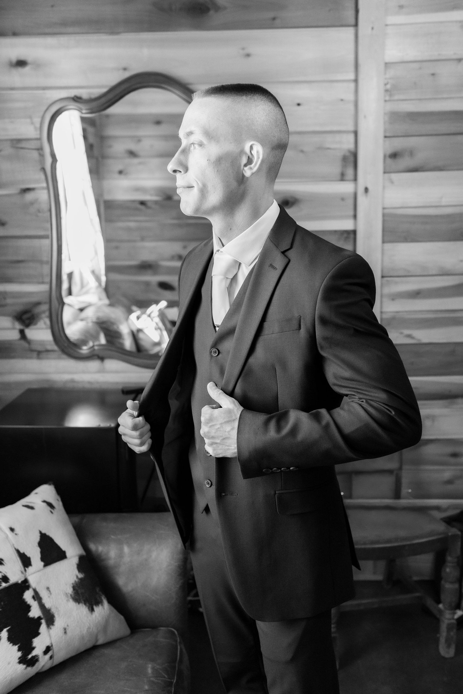 Groom getting ready photos at Dalrymple Farms Enterprise, Alabama