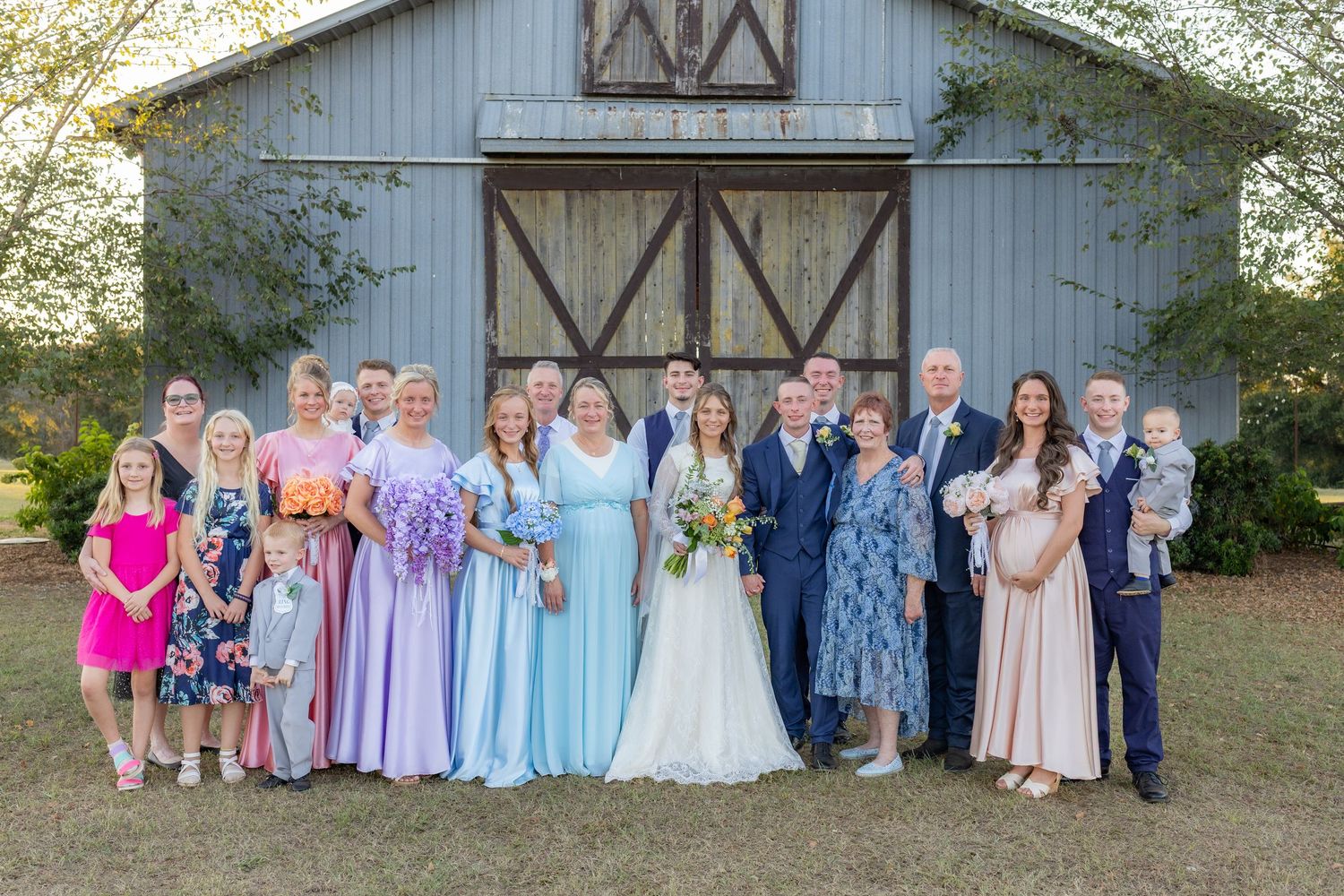 Wedding family portraits at Dalrymple Farms Enterprise, Alabama