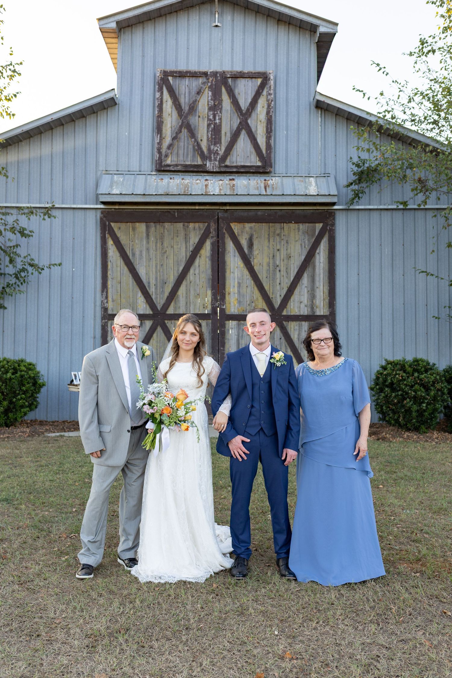 Family photos at a wedding at Dalrymple Farms Enterprise, Alabama