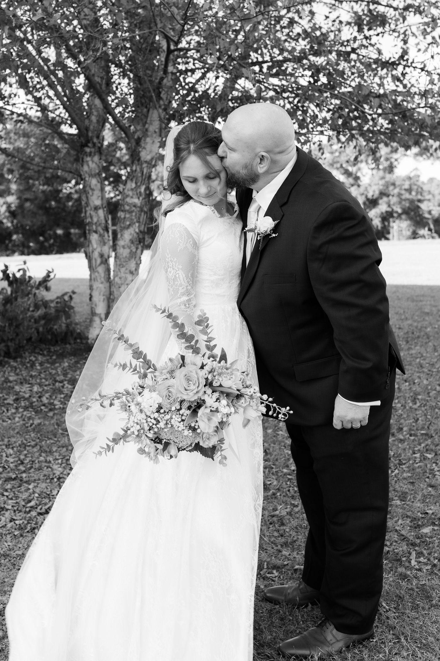Bride and father first look at wedding venue Dalrymple Farms Enterprise, Alabama