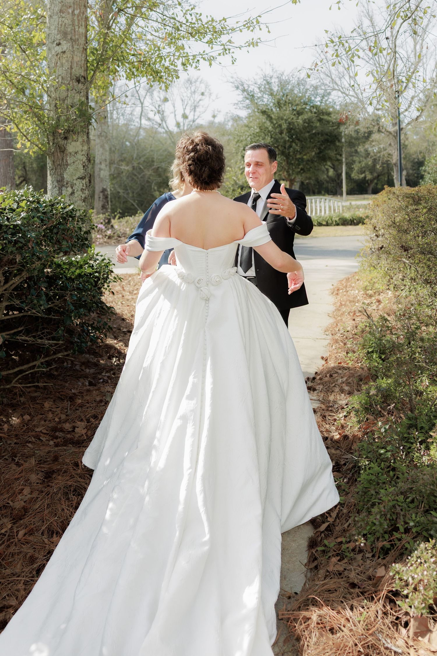 Wedding Parents First Look at Saint Francis at The Point Anglican Church Fairhope, Alabama