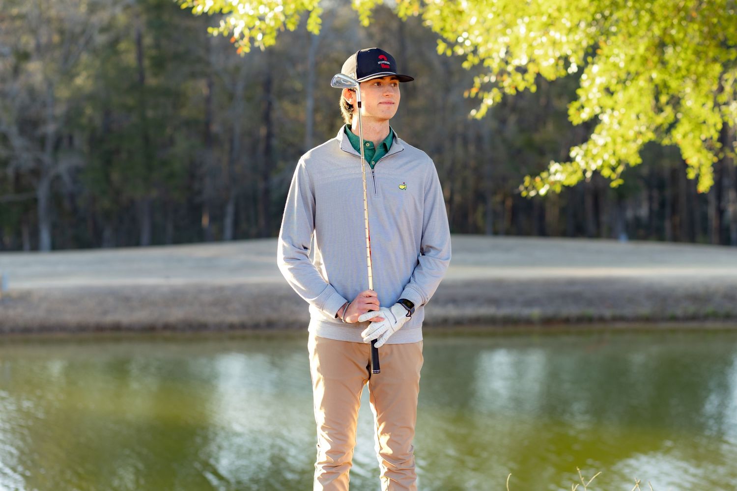 Senior playing golf on a golf course in Enterprise, Alabama