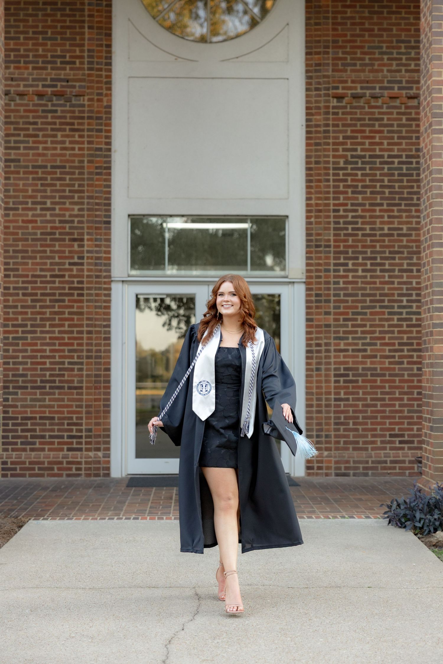 Senior cap and gown portraits at Troy University Dothan Campus