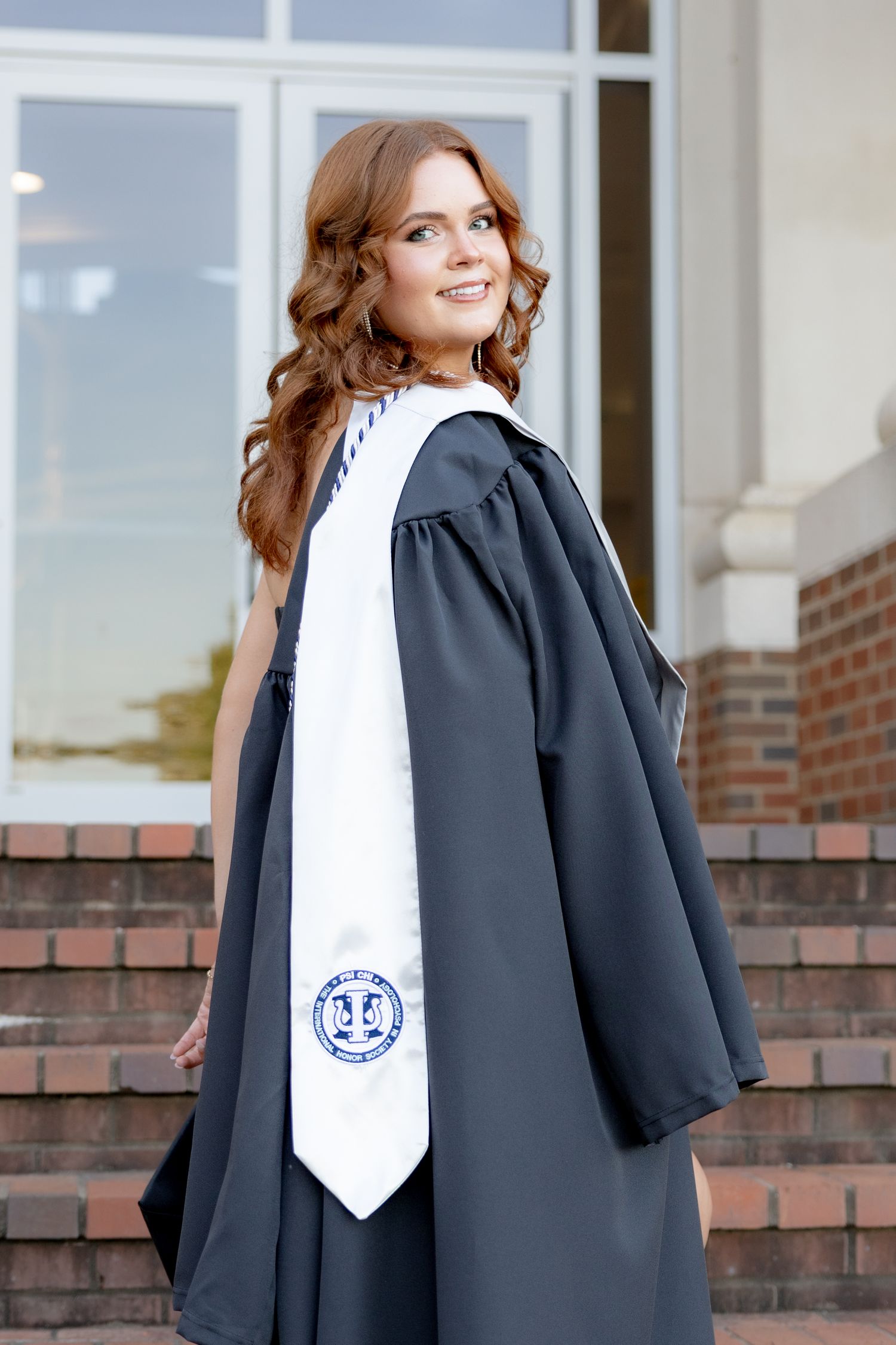 Senior cap and gown portraits at Troy University Dothan Campus