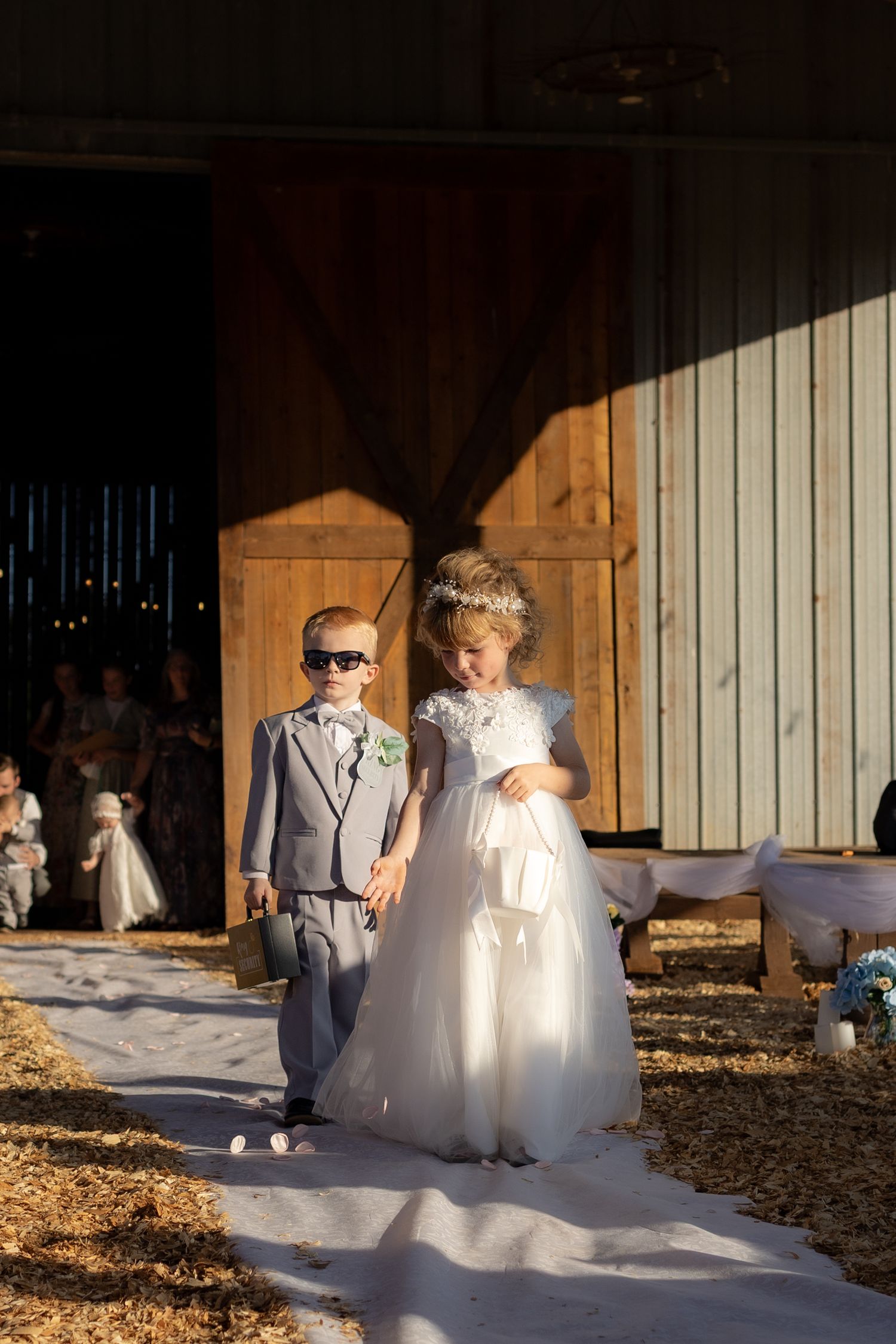 Wedding party walks the aisle at Dalrymple Farms Enterprise, Alabama