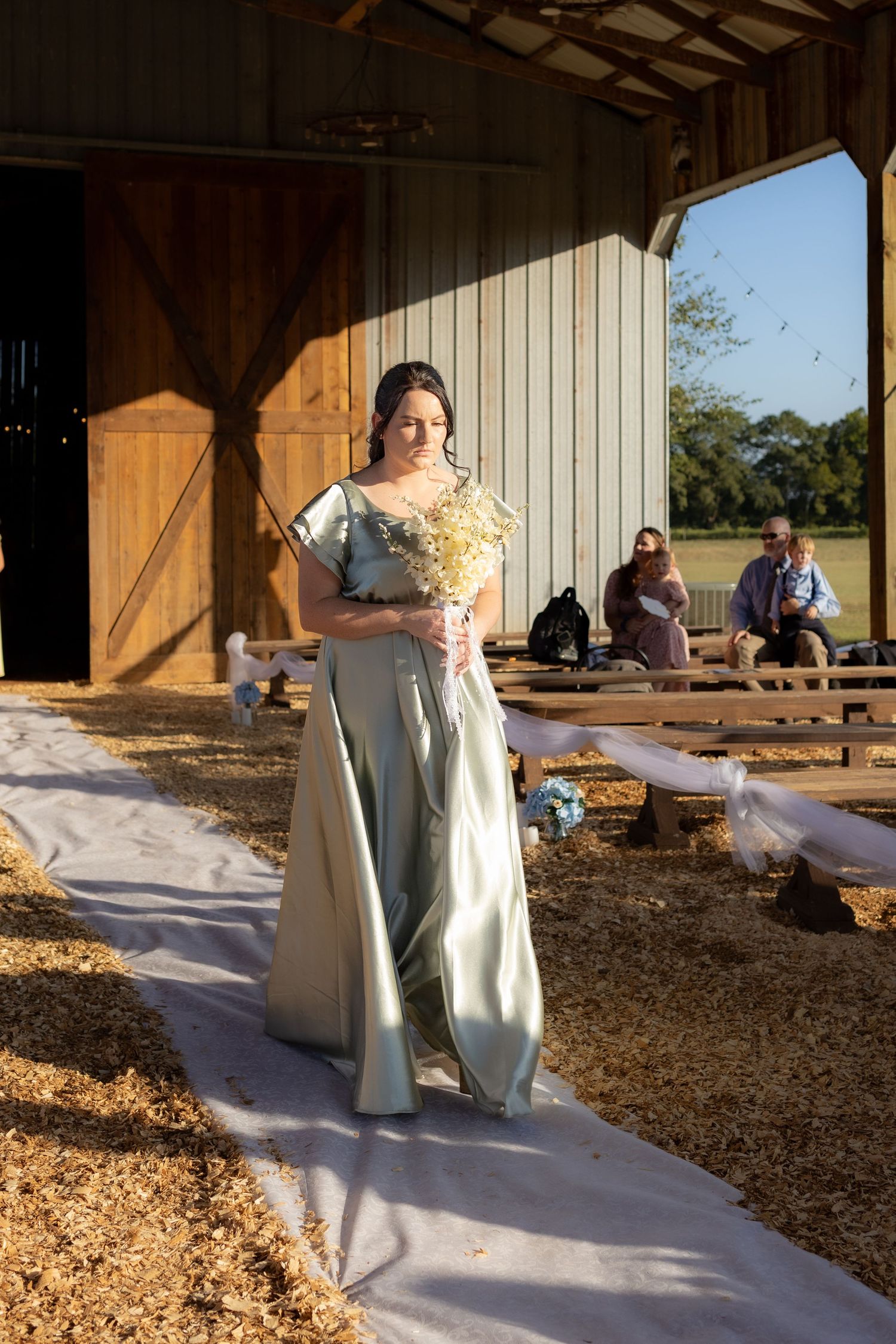Wedding party walks the aisle at Dalrymple Farms Enterprise, Alabama