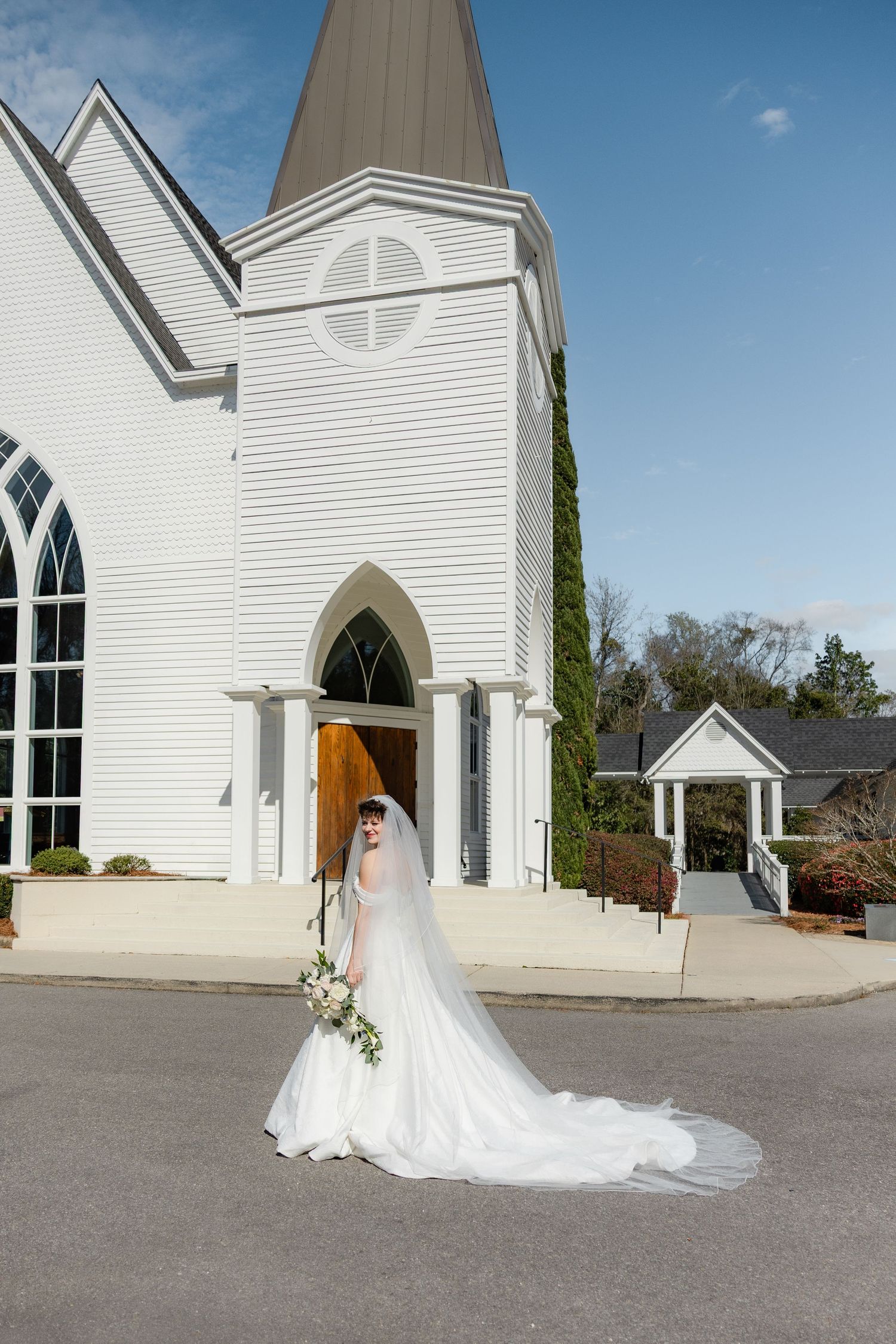 Wedding Bridal Portraits at Saint Francis at The Point Anglican Church Fairhope, Alabama