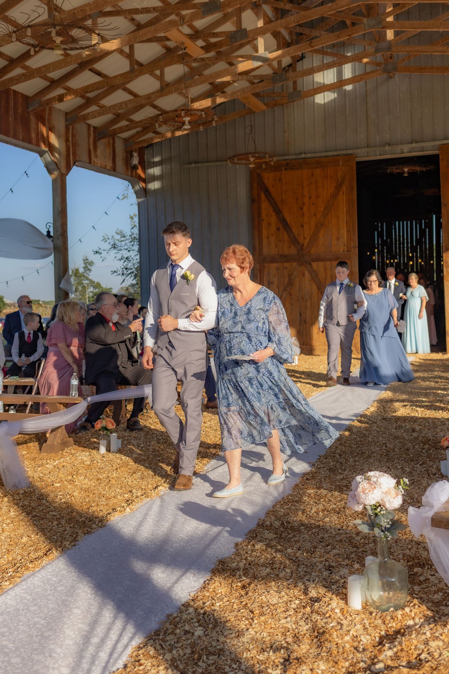 Wedding party walks the aisle at Dalrymple Farms Enterprise, Alabama