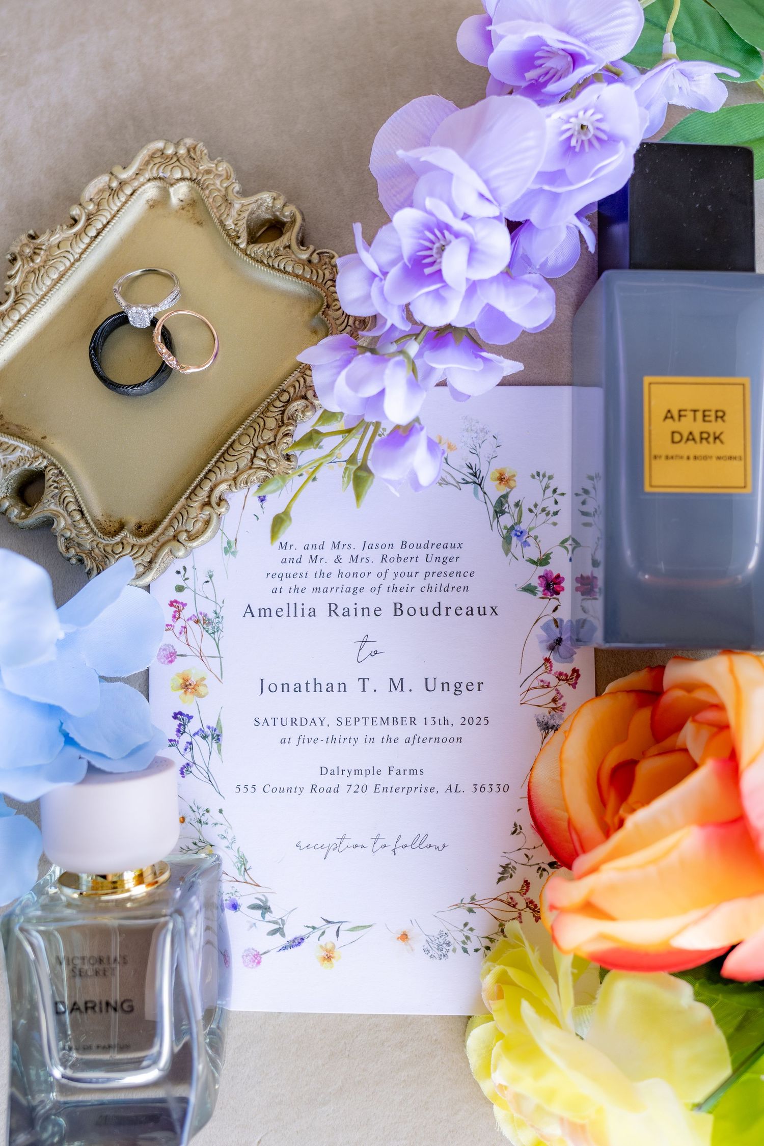 Wedding details at wedding venue Dalrymple Farms Enterprise, Alabama