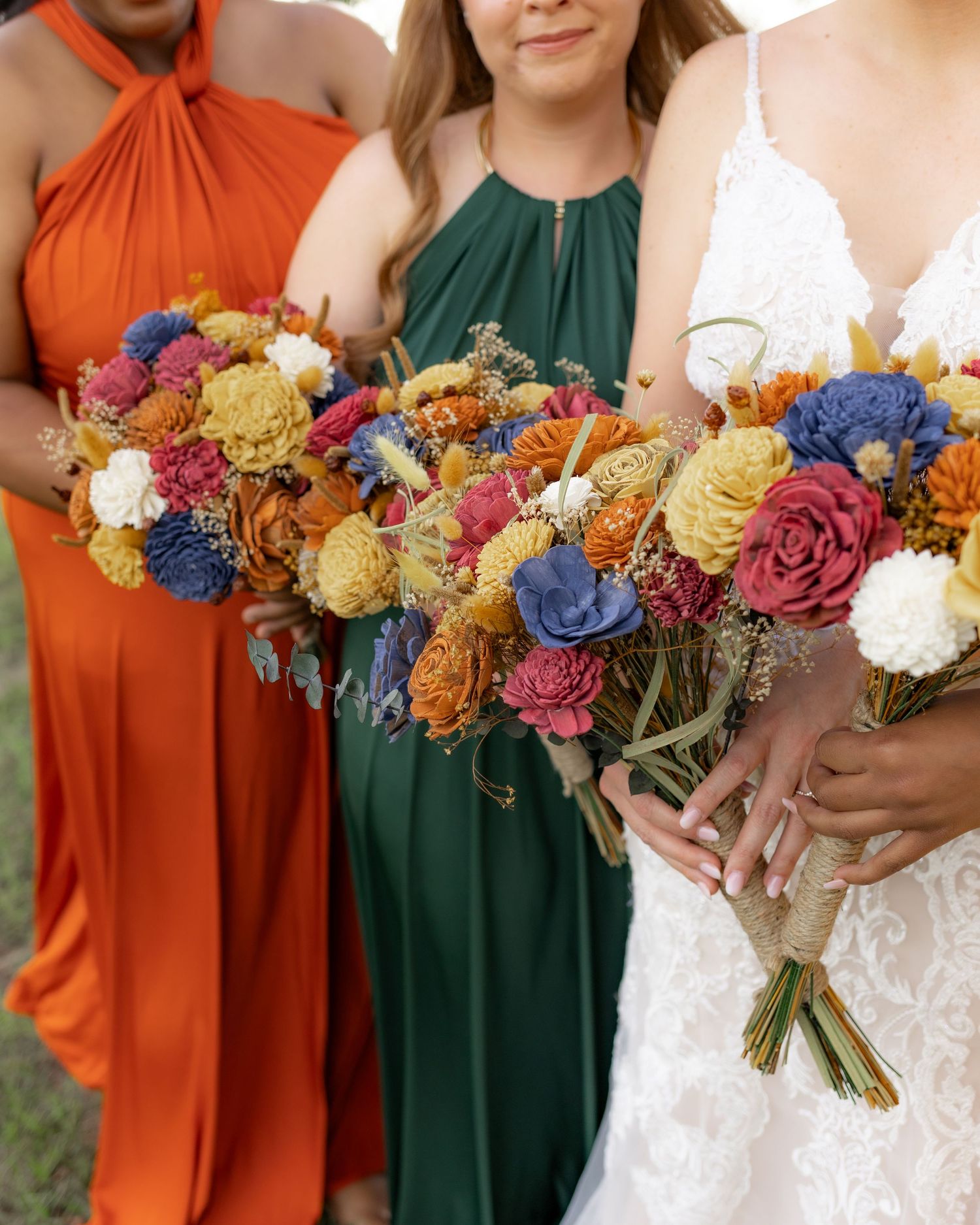 Bridal party posing in a field at sunset at Hilltop Acres Wicksburg, Alabama