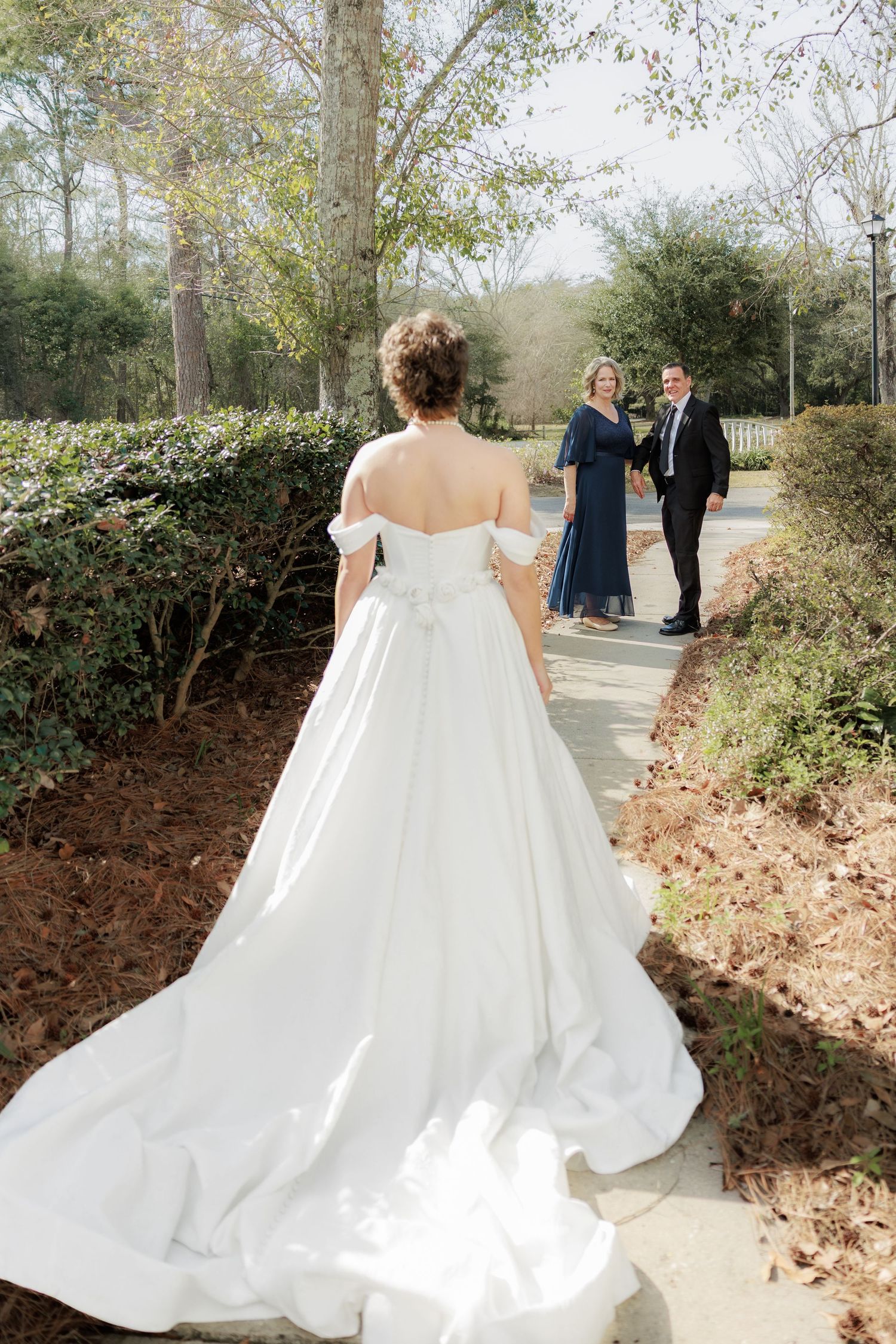 Wedding Parents First Look at Saint Francis at The Point Anglican Church Fairhope, Alabama